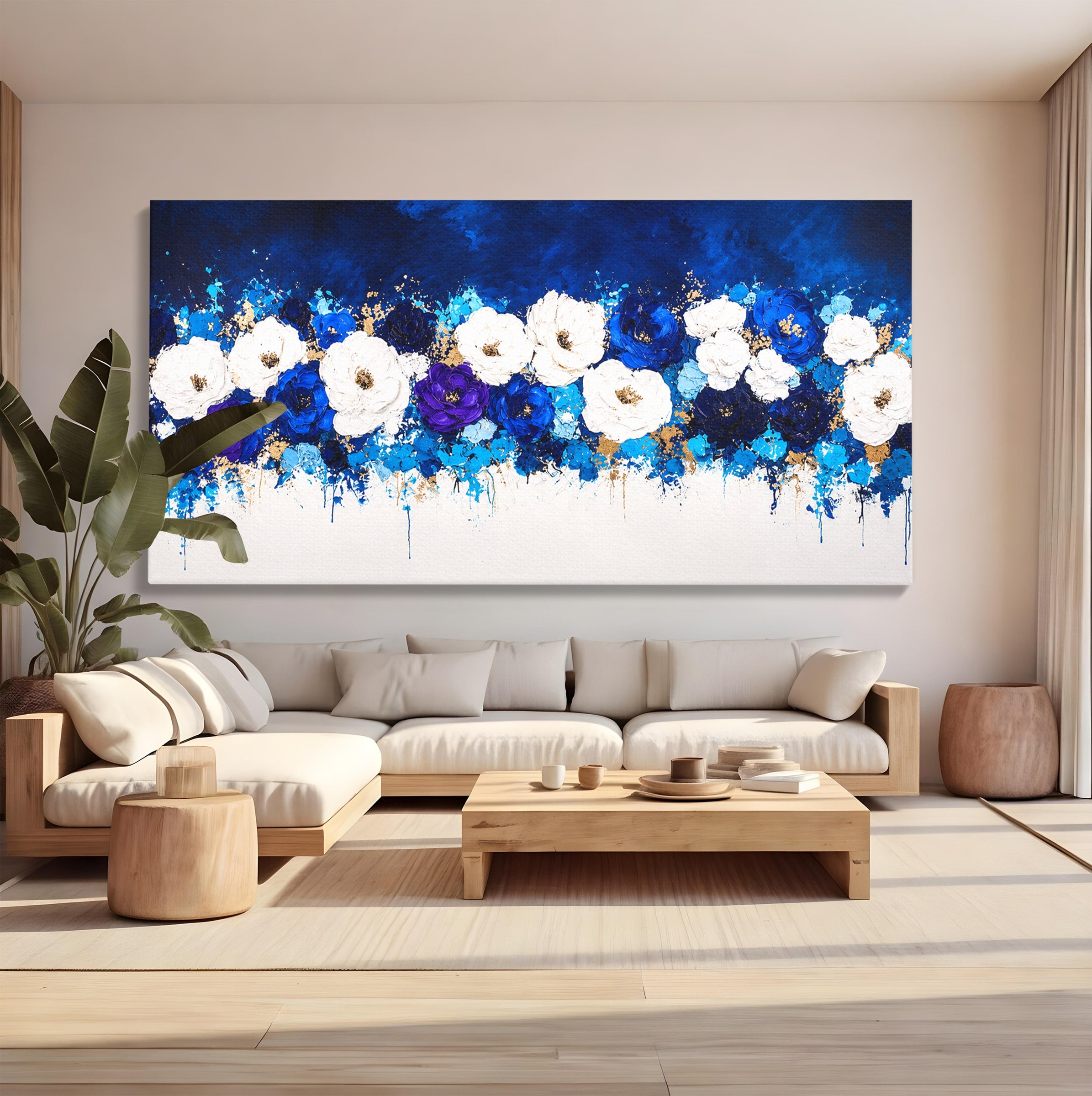 Tablou Canvas Premium LuxCanva® A1848, Orizont Floral, Flori, Abstract, Modern, Living, Dormitor, Culori Vibrante