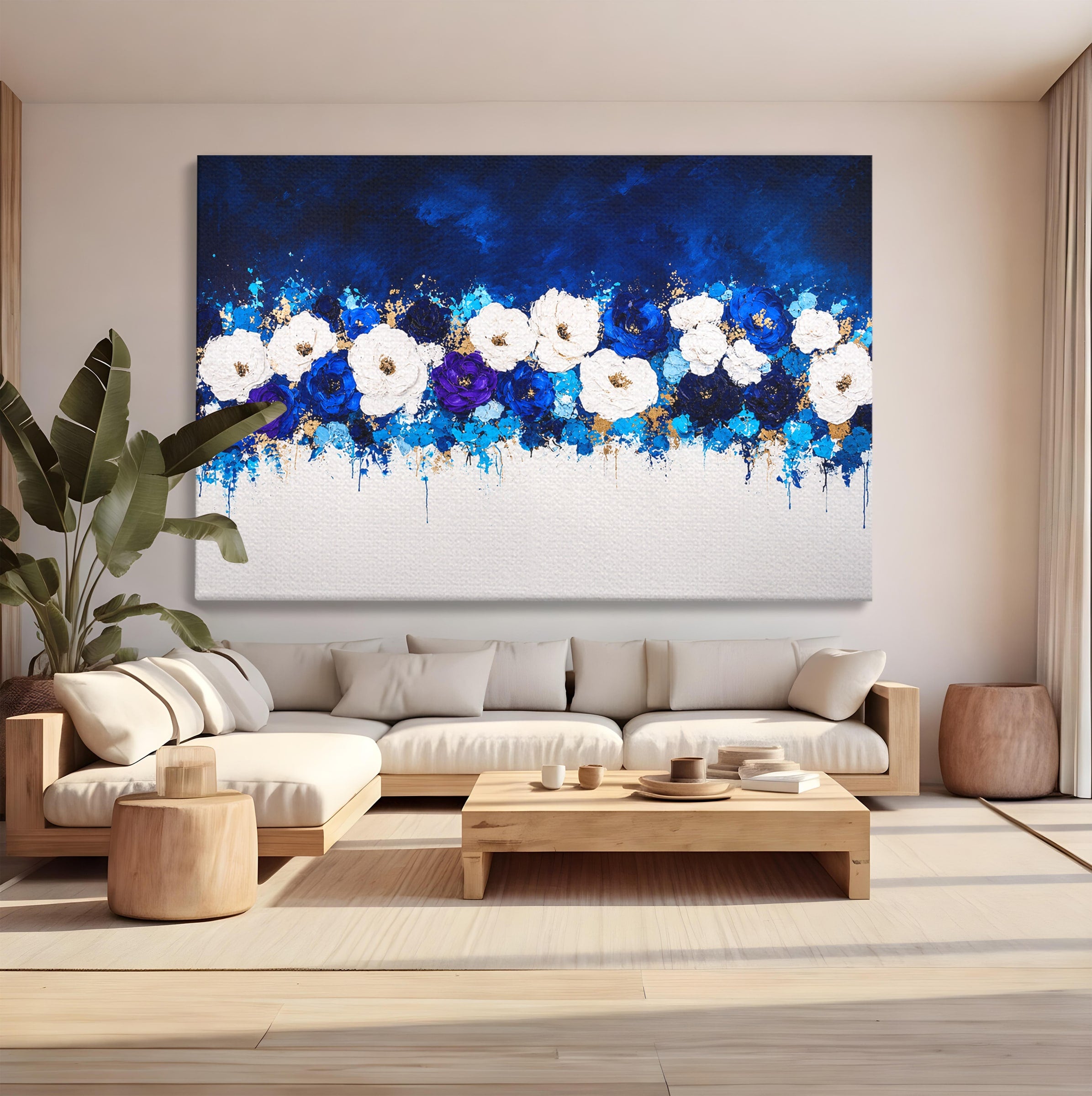 Tablou Canvas Premium LuxCanva® A1848, Orizont Floral, Flori, Abstract, Modern, Living, Dormitor, Culori Vibrante