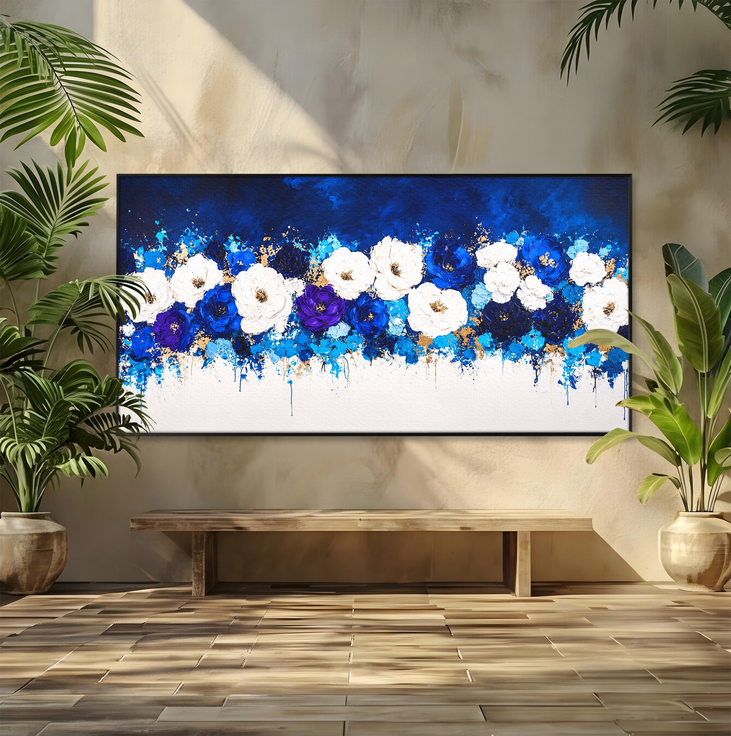 Tablou Canvas Premium LuxCanva® A1848, Orizont Floral, Flori, Abstract, Modern, Living, Dormitor, Culori Vibrante