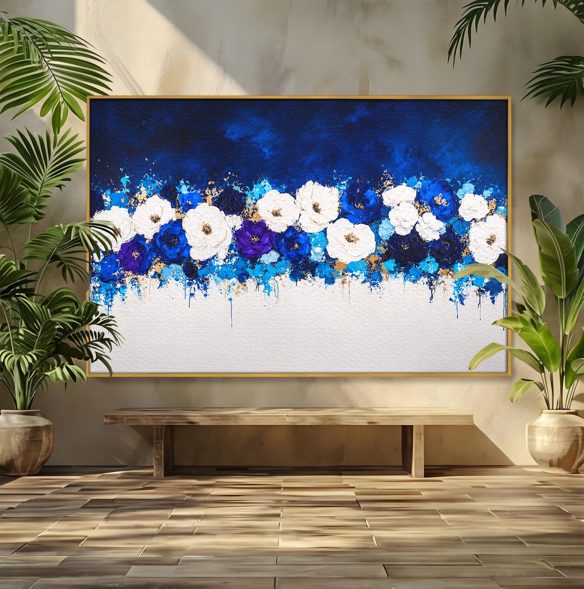 Tablou Canvas Premium LuxCanva® A1848, Orizont Floral, Flori, Abstract, Modern, Living, Dormitor, Culori Vibrante