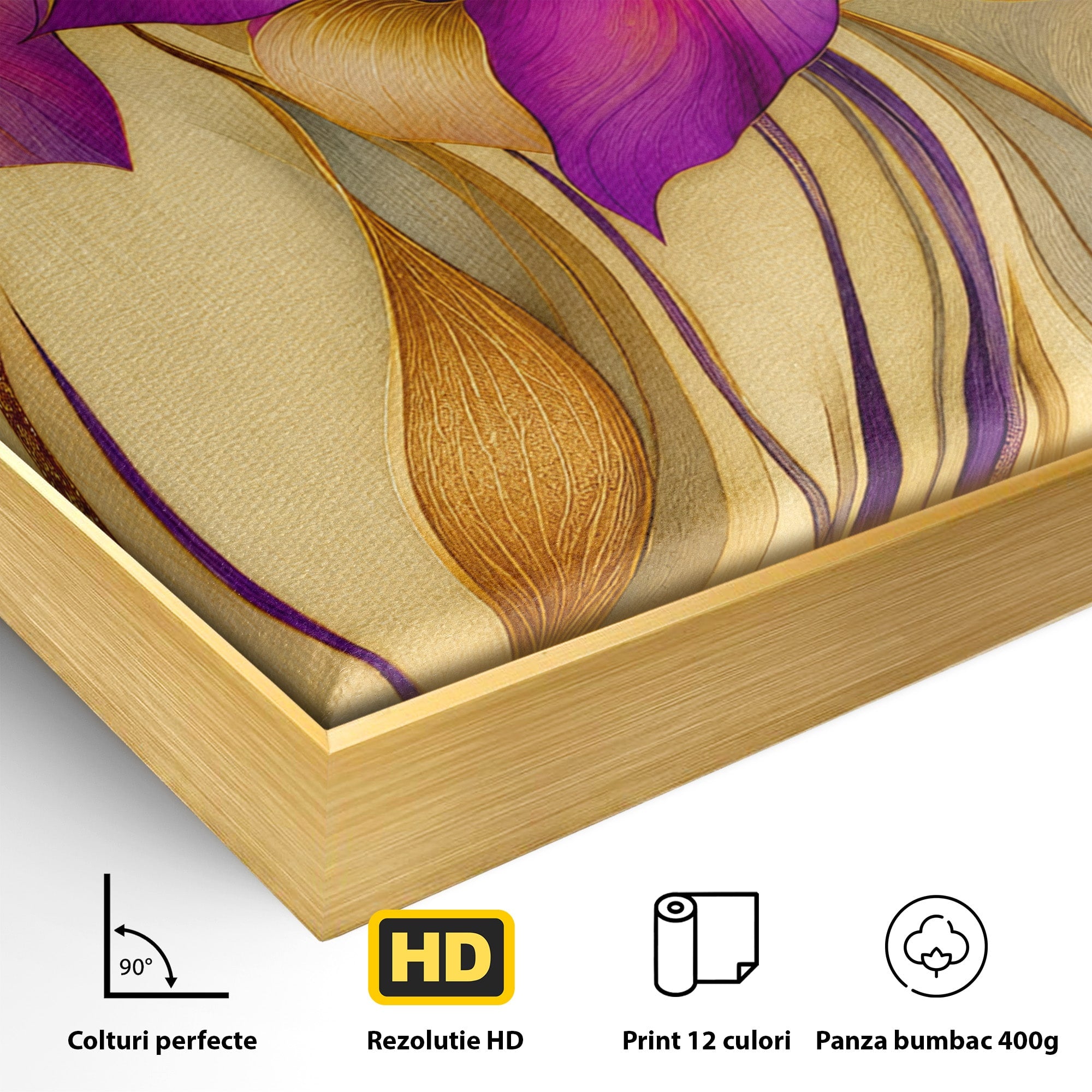 Tablou Canvas Premium LuxCanva® A1850, Flori De Pasiune, Flori, Abstract, Eleganta, Dormitor, Living, Culori Vibrante