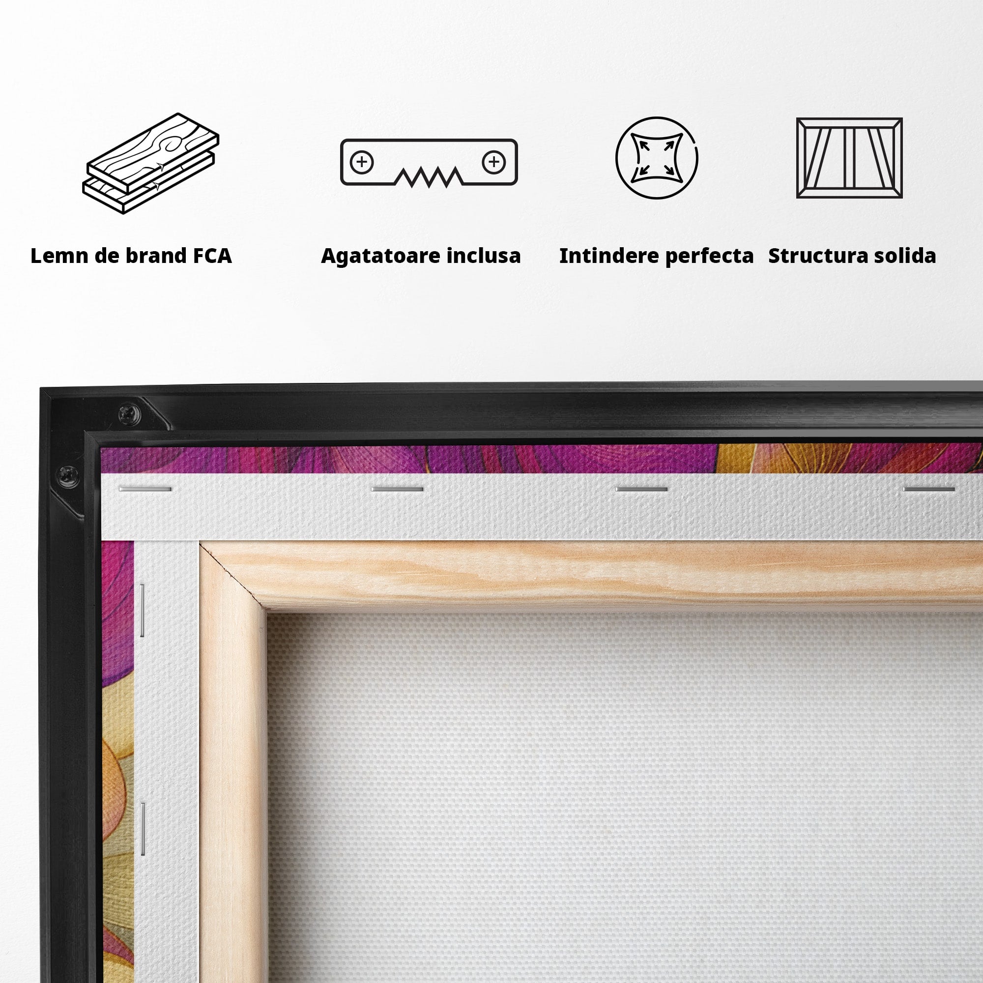 Tablou Canvas Premium LuxCanva® A1850, Flori De Pasiune, Flori, Abstract, Eleganta, Dormitor, Living, Culori Vibrante
