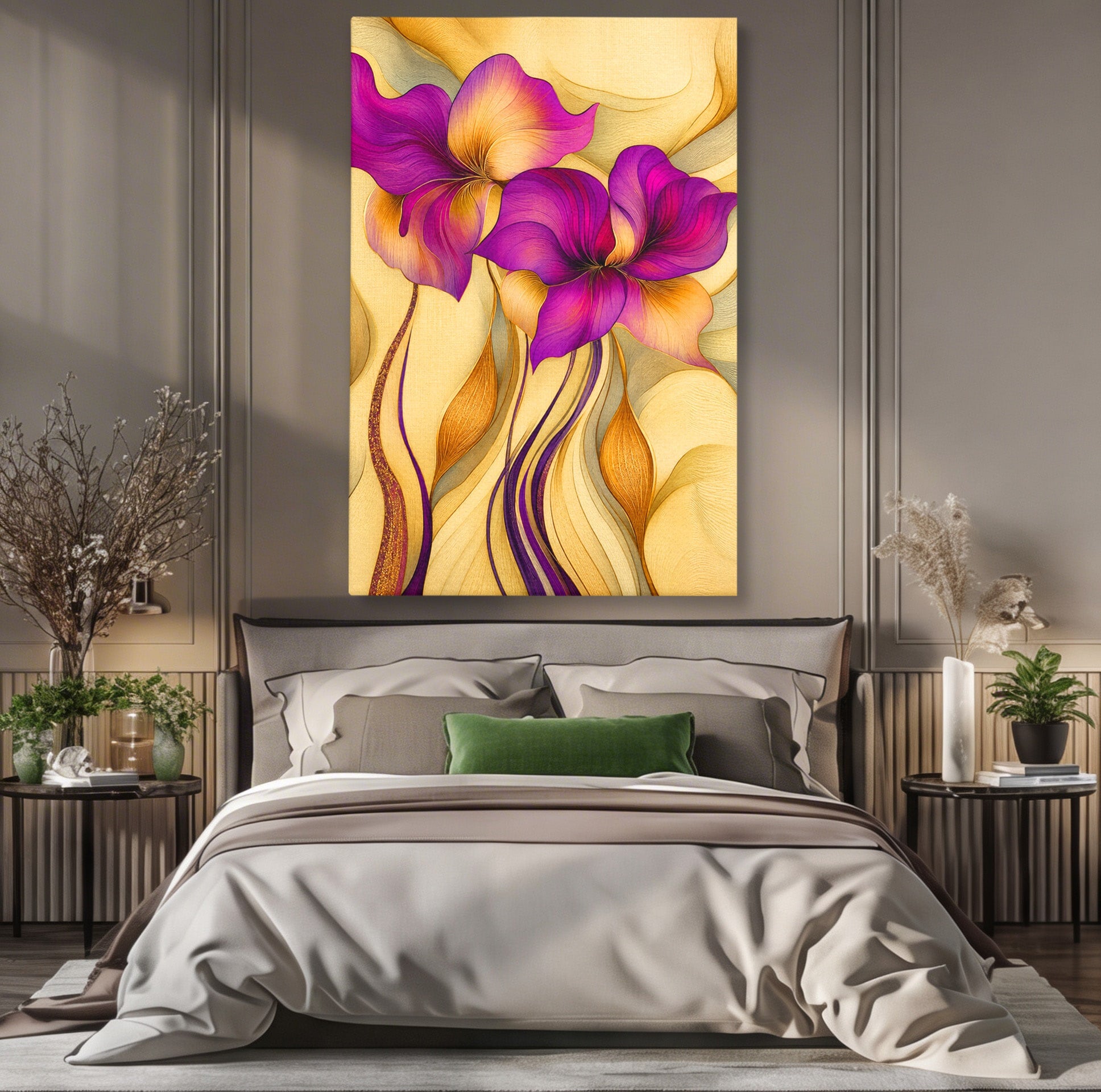 Tablou Canvas Premium LuxCanva® A1850, Flori De Pasiune, Flori, Abstract, Eleganta, Dormitor, Living, Culori Vibrante
