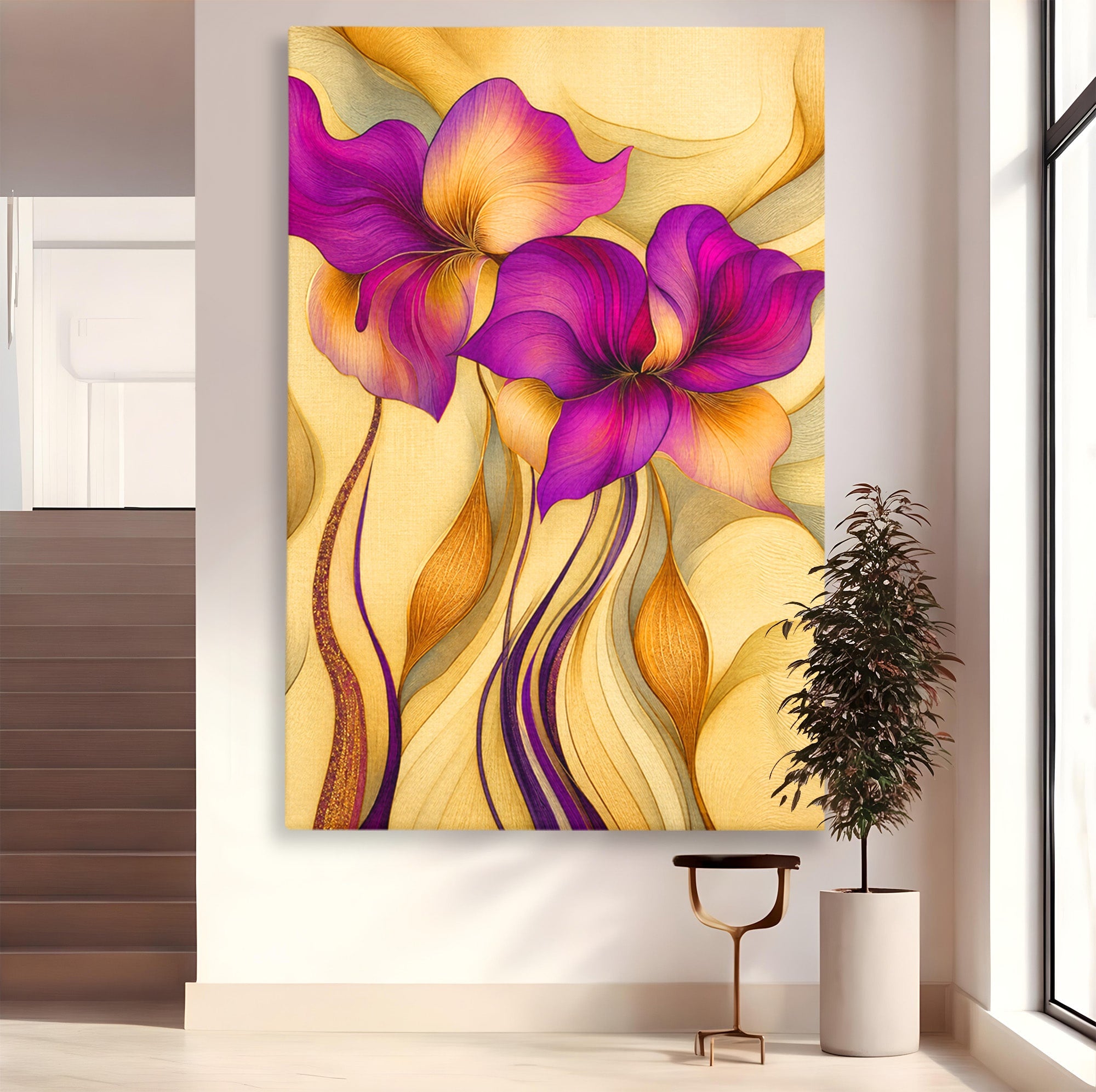 Tablou Canvas Premium LuxCanva® A1850, Flori De Pasiune, Flori, Abstract, Eleganta, Dormitor, Living, Culori Vibrante