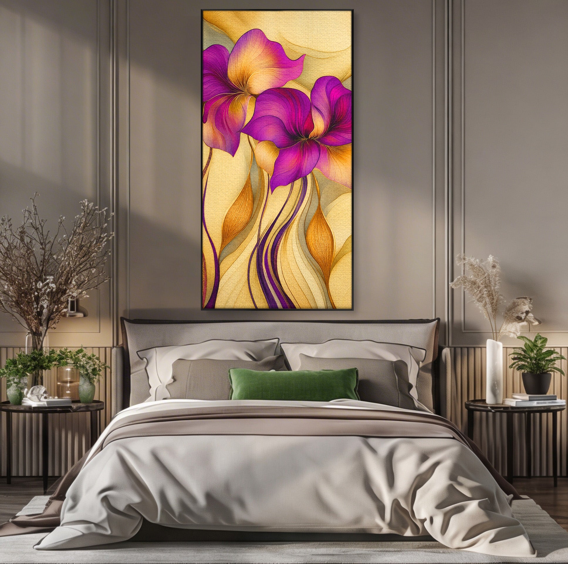 Tablou Canvas Premium LuxCanva® A1850, Flori De Pasiune, Flori, Abstract, Eleganta, Dormitor, Living, Culori Vibrante