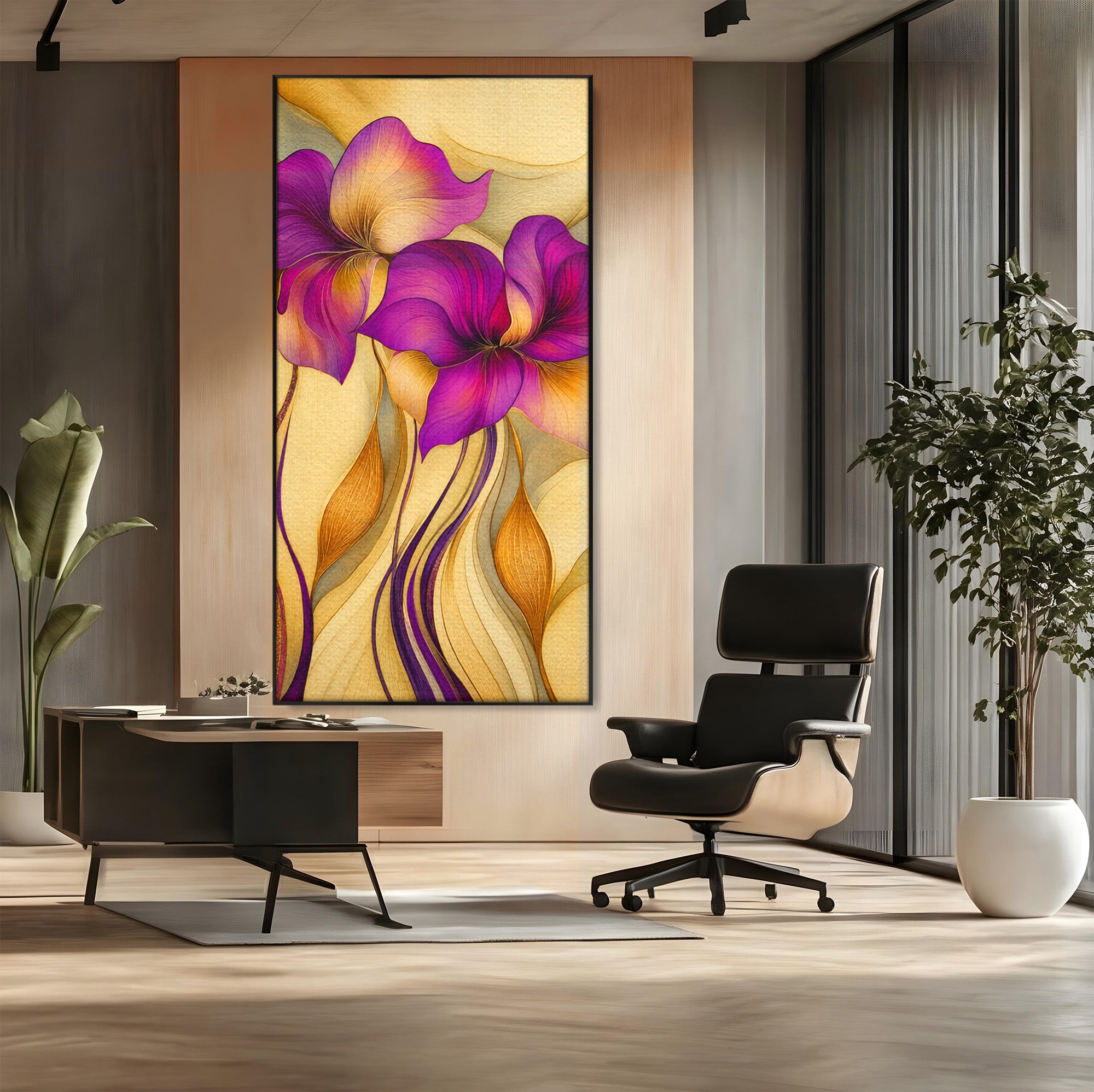 Tablou Canvas Premium LuxCanva® A1850, Flori De Pasiune, Flori, Abstract, Eleganta, Dormitor, Living, Culori Vibrante