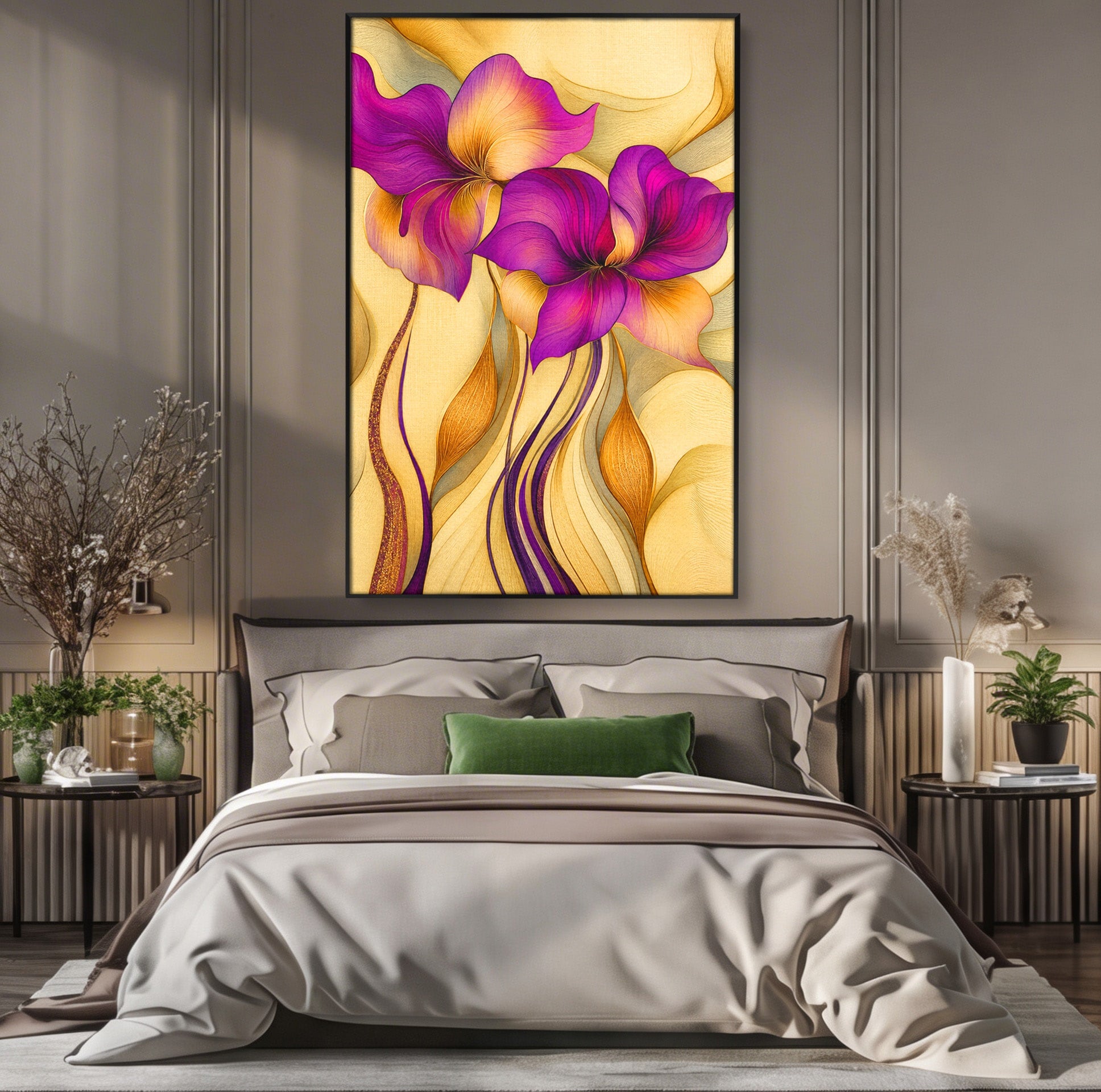 Tablou Canvas Premium LuxCanva® A1850, Flori De Pasiune, Flori, Abstract, Eleganta, Dormitor, Living, Culori Vibrante