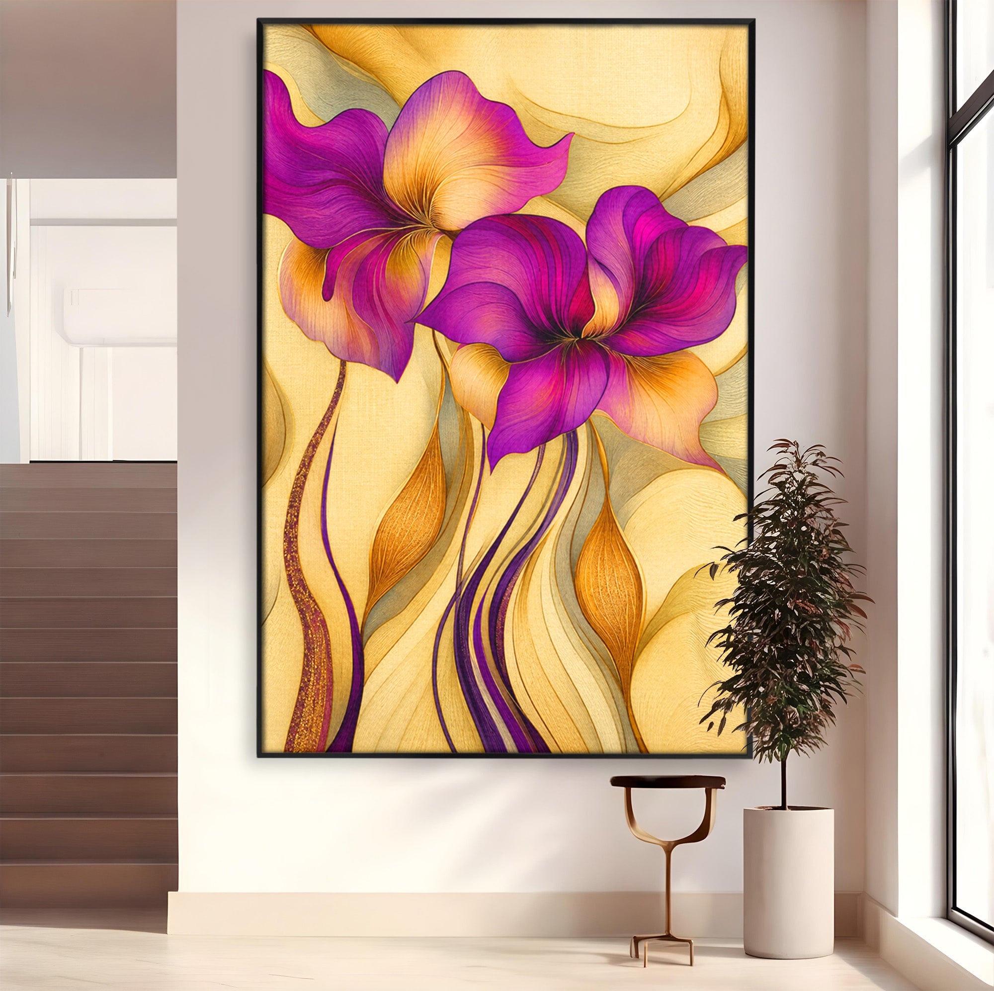 Tablou Canvas Premium LuxCanva® A1850, Flori De Pasiune, Flori, Abstract, Eleganta, Dormitor, Living, Culori Vibrante