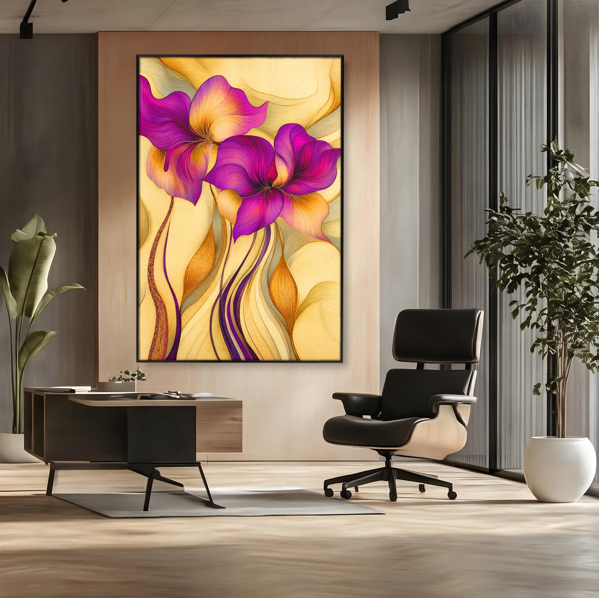 Tablou Canvas Premium LuxCanva® A1850, Flori De Pasiune, Flori, Abstract, Eleganta, Dormitor, Living, Culori Vibrante