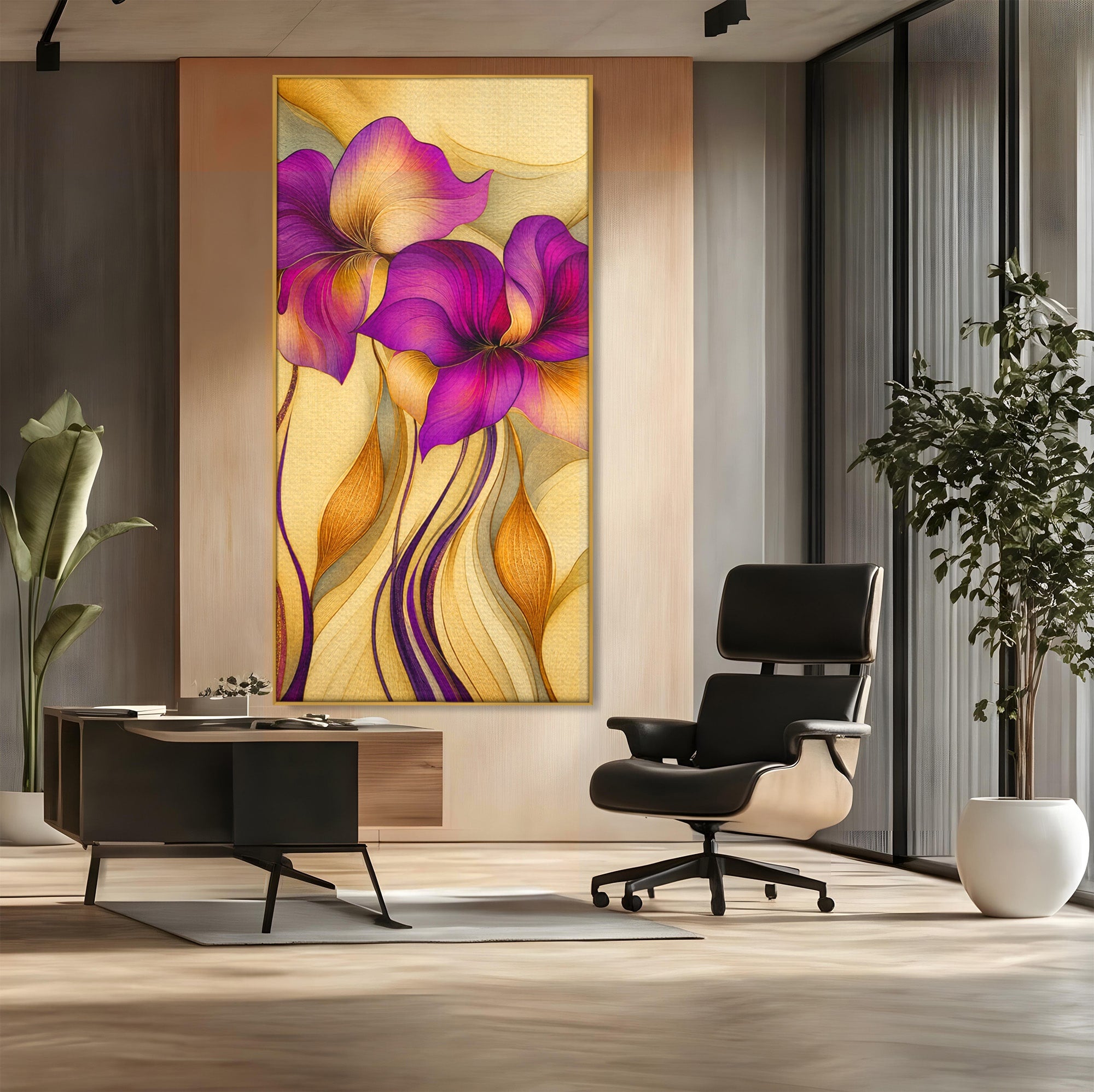 Tablou Canvas Premium LuxCanva® A1850, Flori De Pasiune, Flori, Abstract, Eleganta, Dormitor, Living, Culori Vibrante