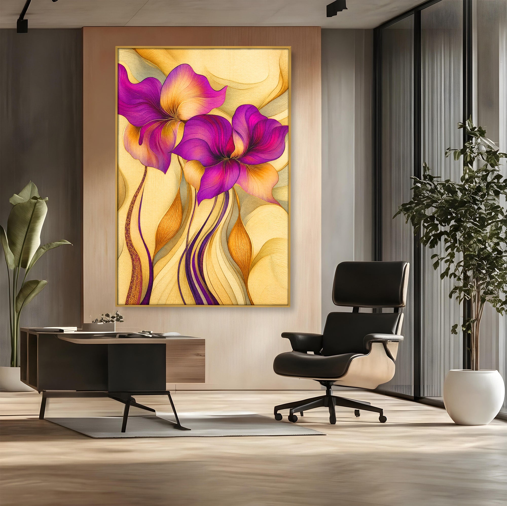 Tablou Canvas Premium LuxCanva® A1850, Flori De Pasiune, Flori, Abstract, Eleganta, Dormitor, Living, Culori Vibrante