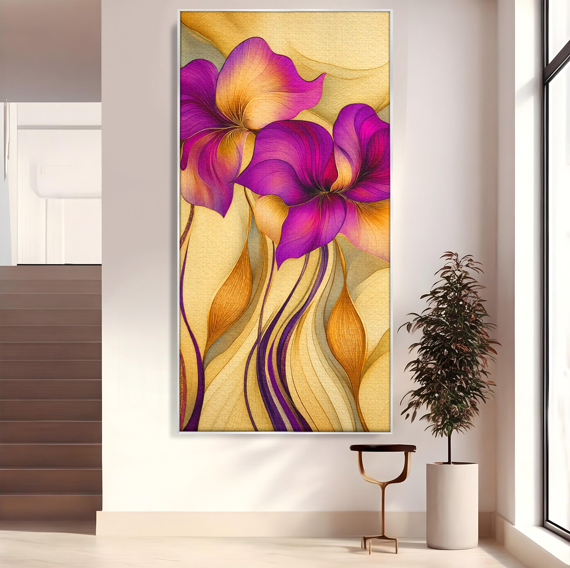 Tablou Canvas Premium LuxCanva® A1850, Flori De Pasiune, Flori, Abstract, Eleganta, Dormitor, Living, Culori Vibrante