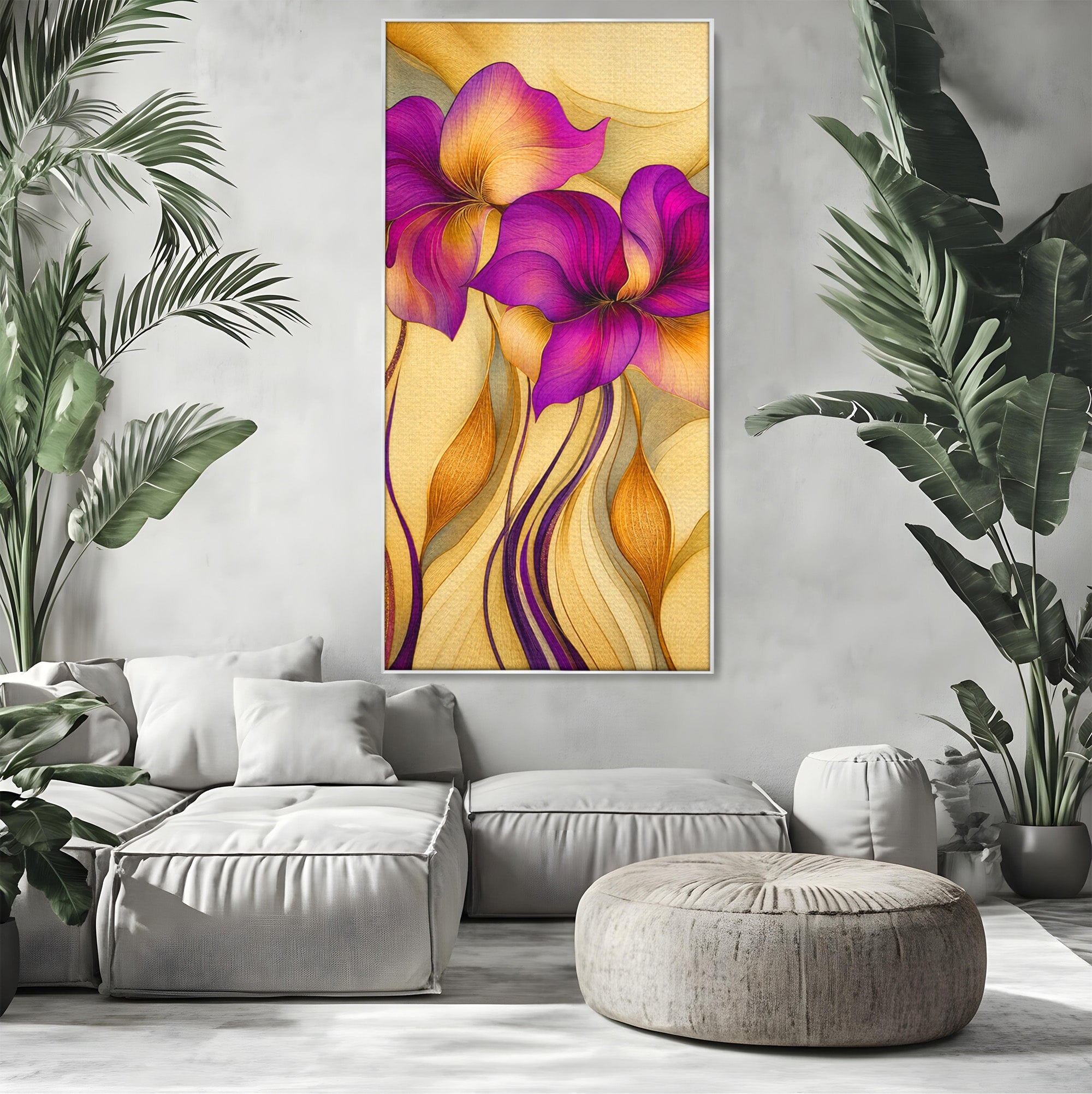 Tablou Canvas Premium LuxCanva® A1850, Flori De Pasiune, Flori, Abstract, Eleganta, Dormitor, Living, Culori Vibrante