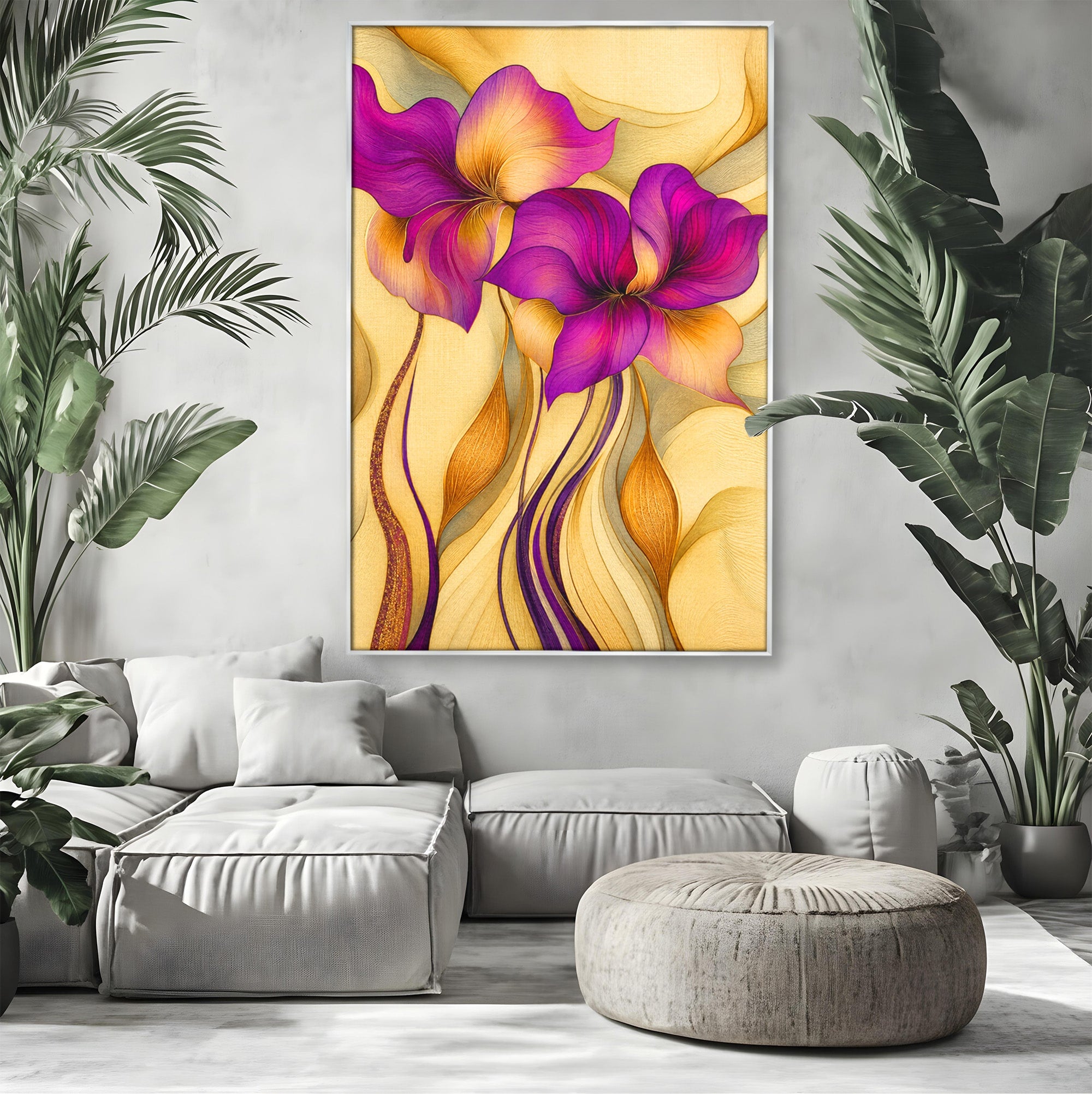 Tablou Canvas Premium LuxCanva® A1850, Flori De Pasiune, Flori, Abstract, Eleganta, Dormitor, Living, Culori Vibrante