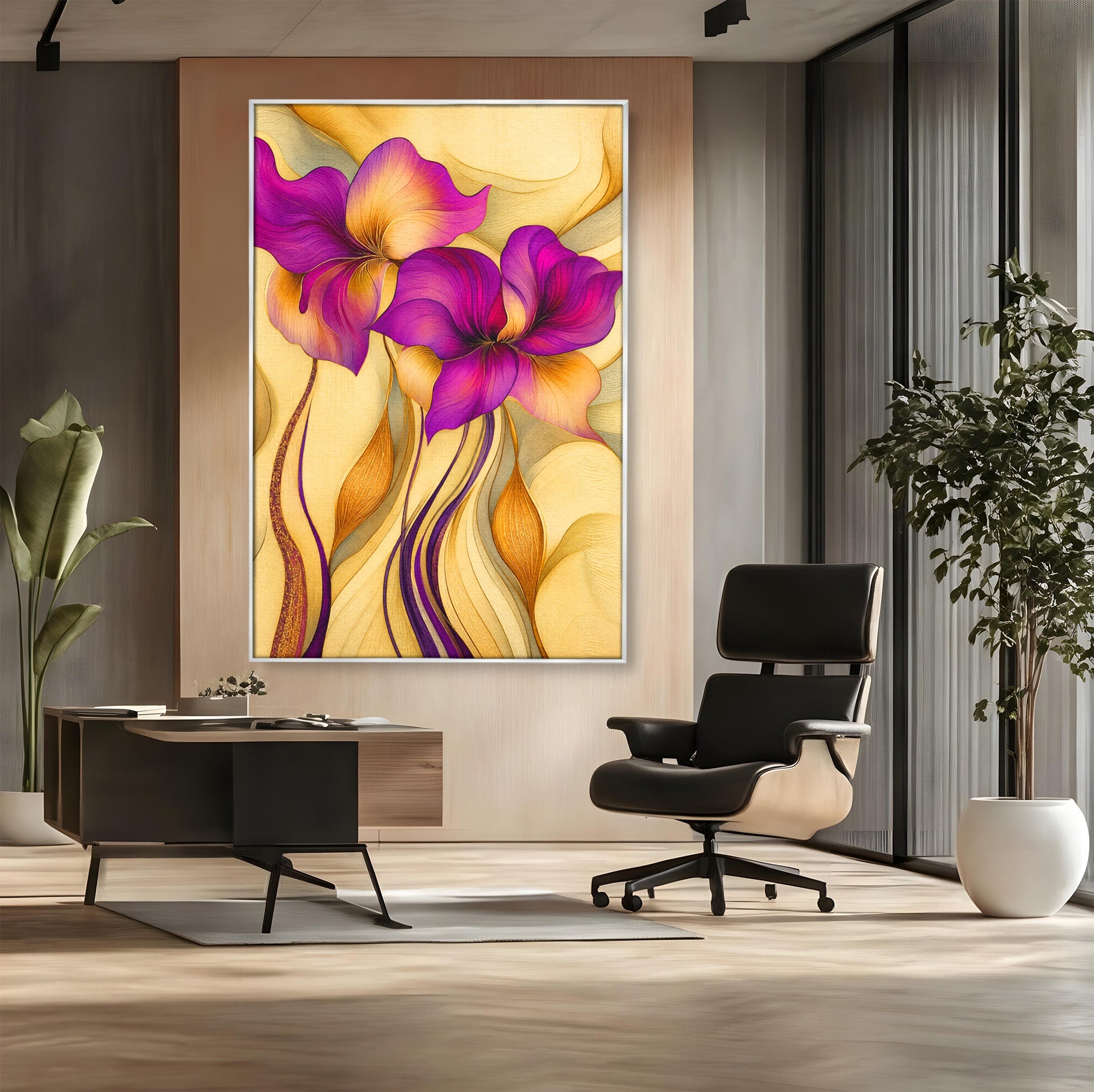 Tablou Canvas Premium LuxCanva® A1850, Flori De Pasiune, Flori, Abstract, Eleganta, Dormitor, Living, Culori Vibrante