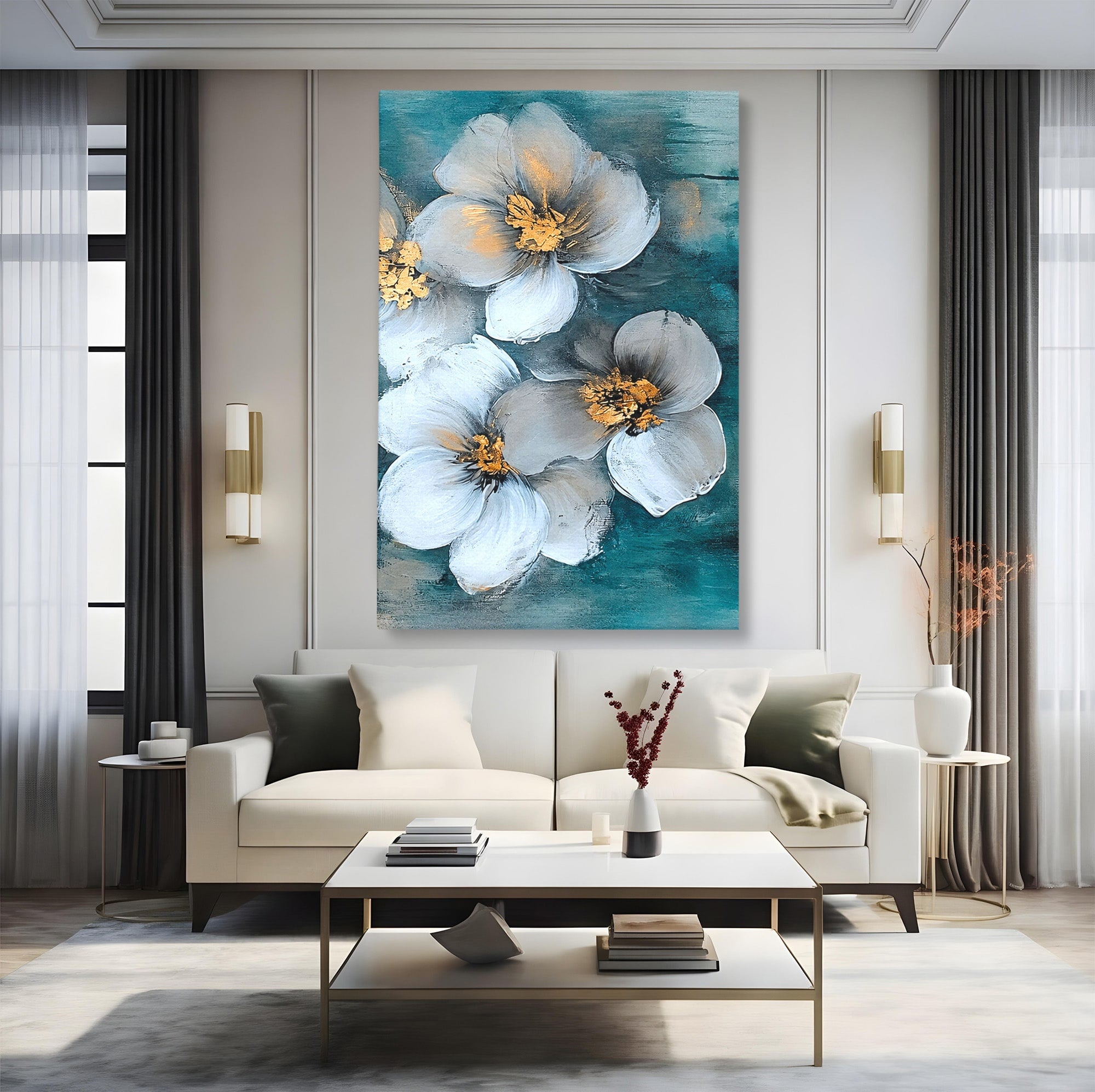 Tablou Canvas Premium LuxCanva® A1851, Petale de Lumină, Flori, Abstract, Natura, Living, Dormitor, Culori Vibrante