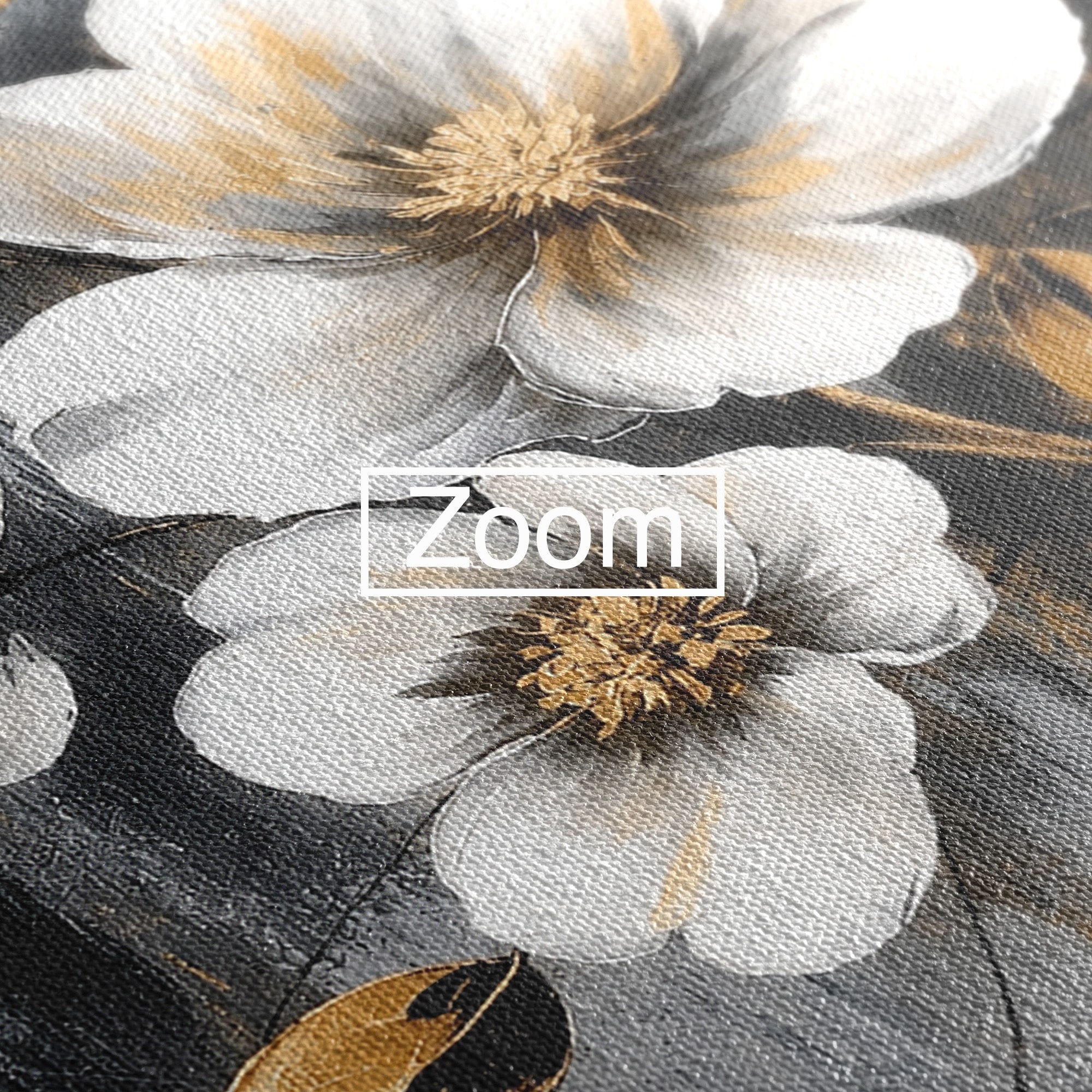 Tablou Canvas Premium LuxCanva® A1852, Flori Aurii Pe Fundal Gri, Flori, Auriu, Gri, Living, Dormitor, Culori Vibrante