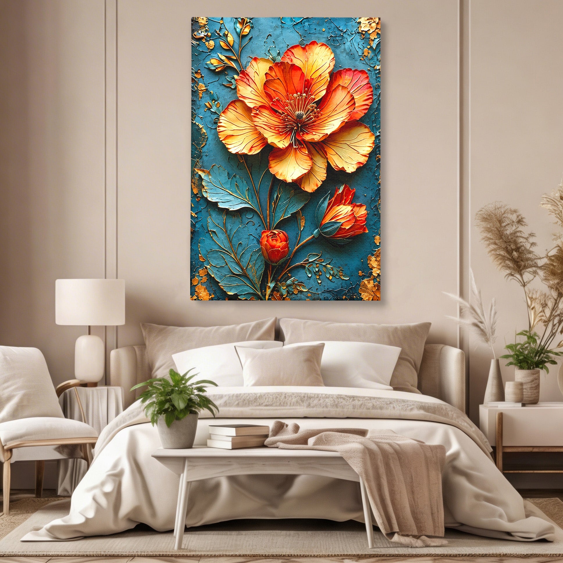 Tablou Canvas Premium LuxCanva® A1853, Floare De Foc, Floare, Natura, Arta, Living, Dormitor, Culori Vibrante