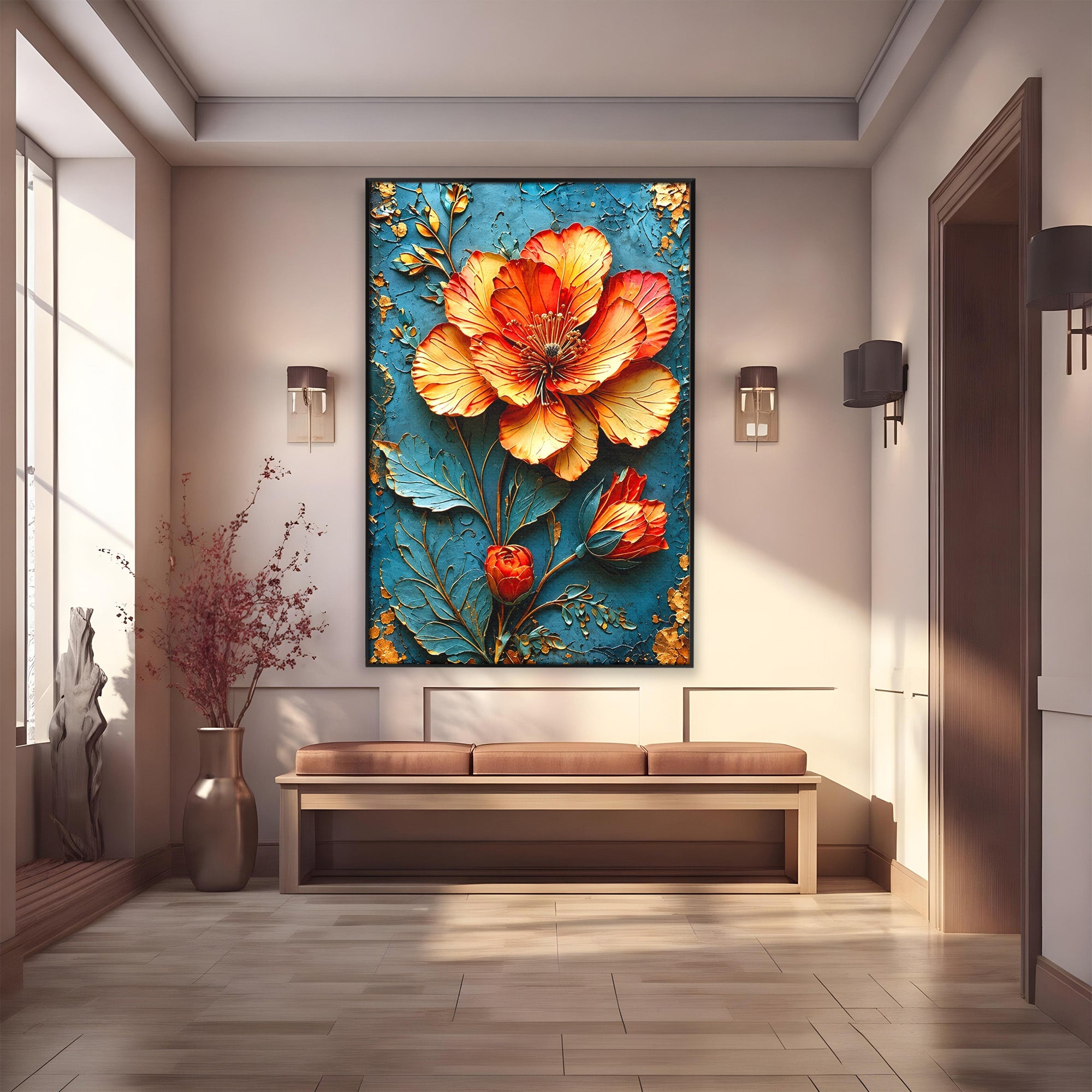 Tablou Canvas Premium LuxCanva® A1853, Floare De Foc, Floare, Natura, Arta, Living, Dormitor, Culori Vibrante