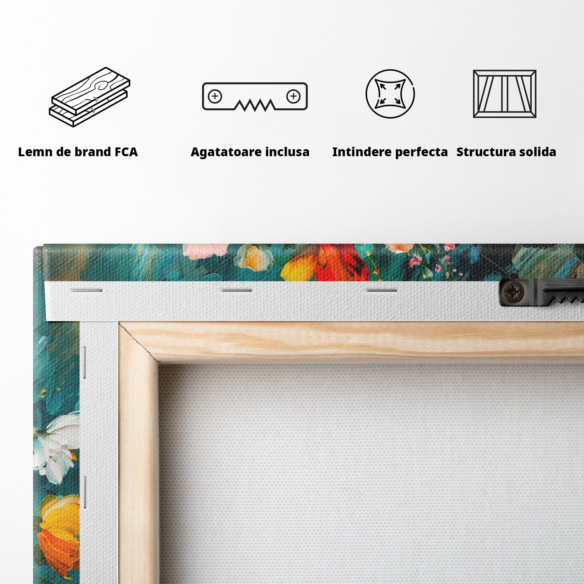 Tablou Canvas Premium LuxCanva® A1854, Flori Vibrante In Vaza, Flori, Vaza, Natura, Living, Dormitor, Culori Vibrante