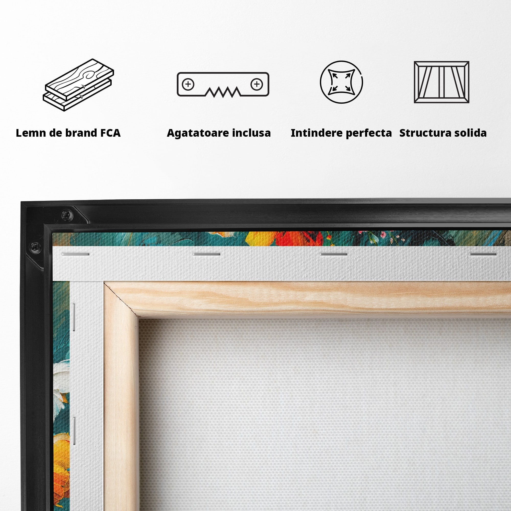 Tablou Canvas Premium LuxCanva® A1854, Flori Vibrante In Vaza, Flori, Vaza, Natura, Living, Dormitor, Culori Vibrante