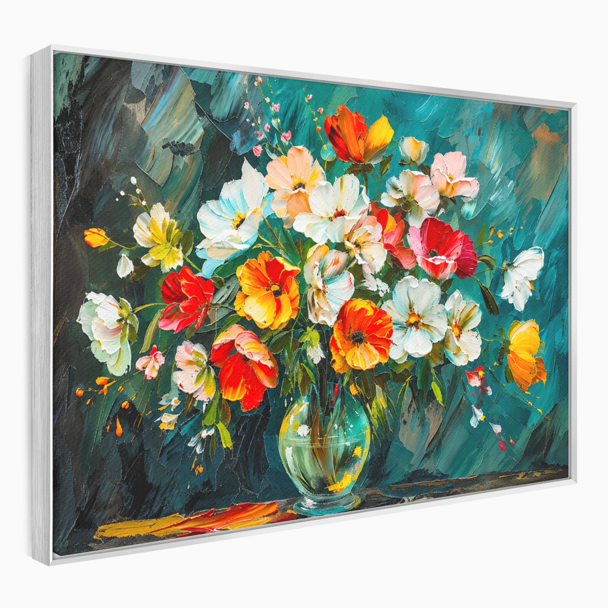 Tablou Canvas Premium LuxCanva® A1854, Flori Vibrante In Vaza, Flori, Vaza, Natura, Living, Dormitor, Culori Vibrante