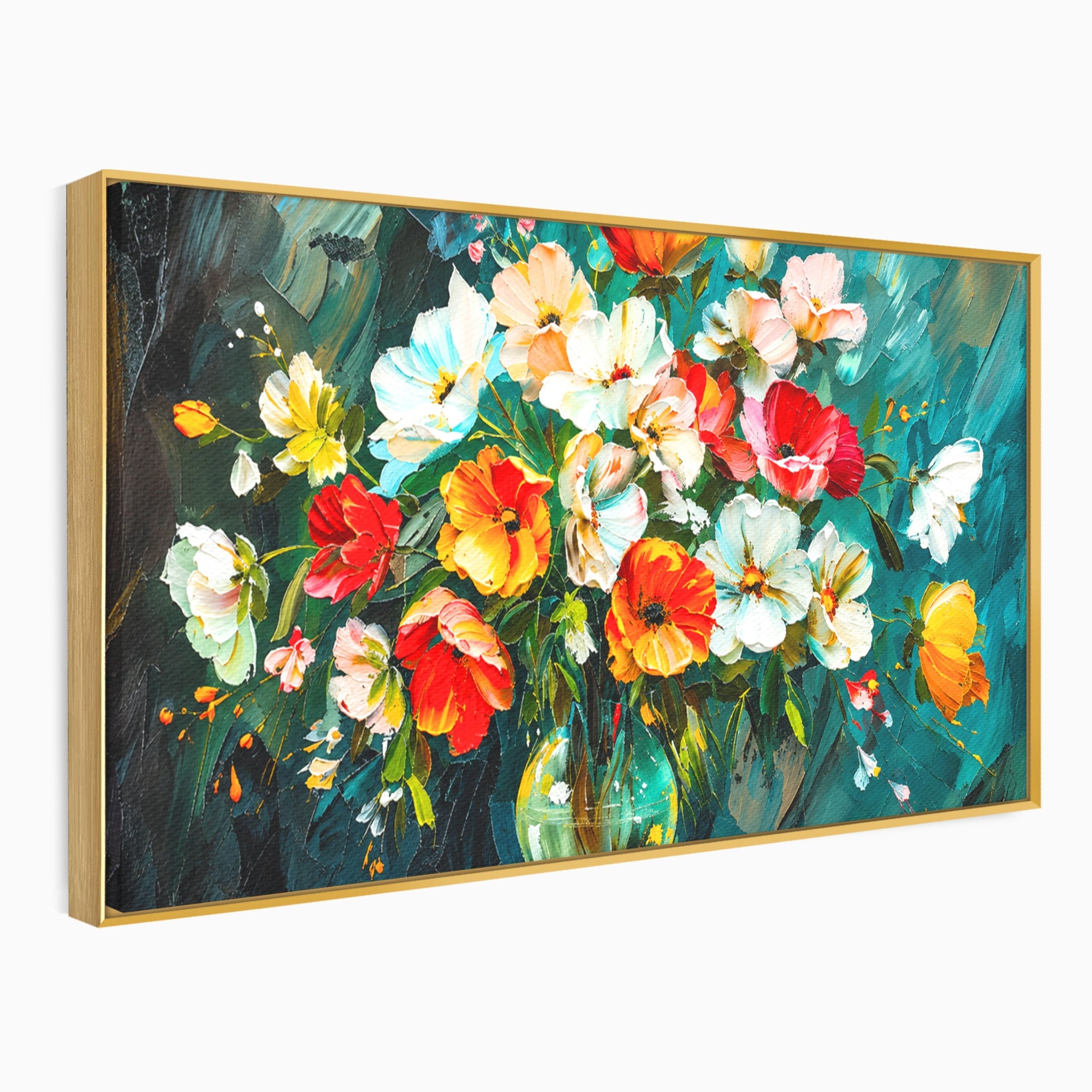 Tablou Canvas Premium LuxCanva® A1854, Flori Vibrante In Vaza, Flori, Vaza, Natura, Living, Dormitor, Culori Vibrante