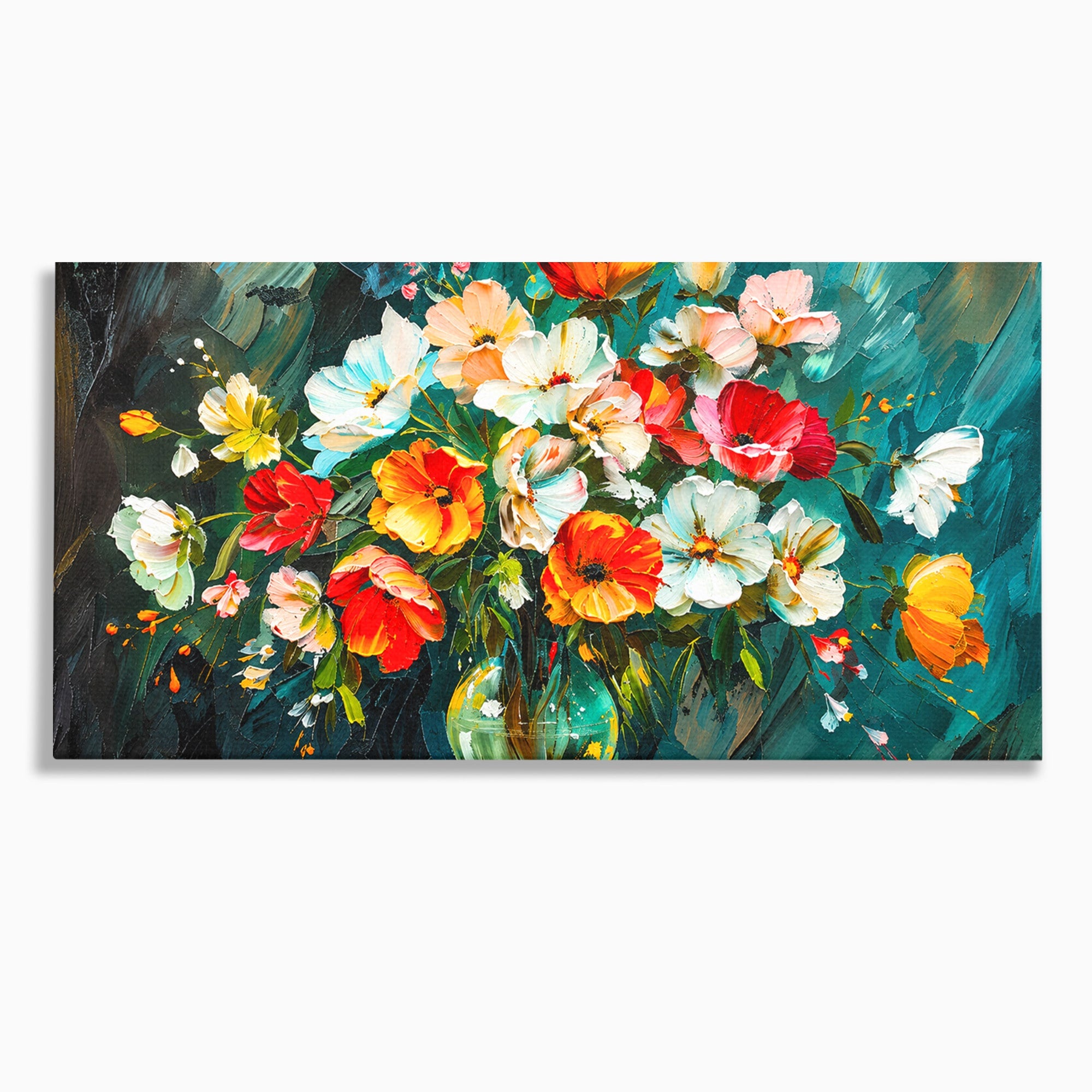 Tablou Canvas Premium LuxCanva® A1854, Flori Vibrante In Vaza, Flori, Vaza, Natura, Living, Dormitor, Culori Vibrante