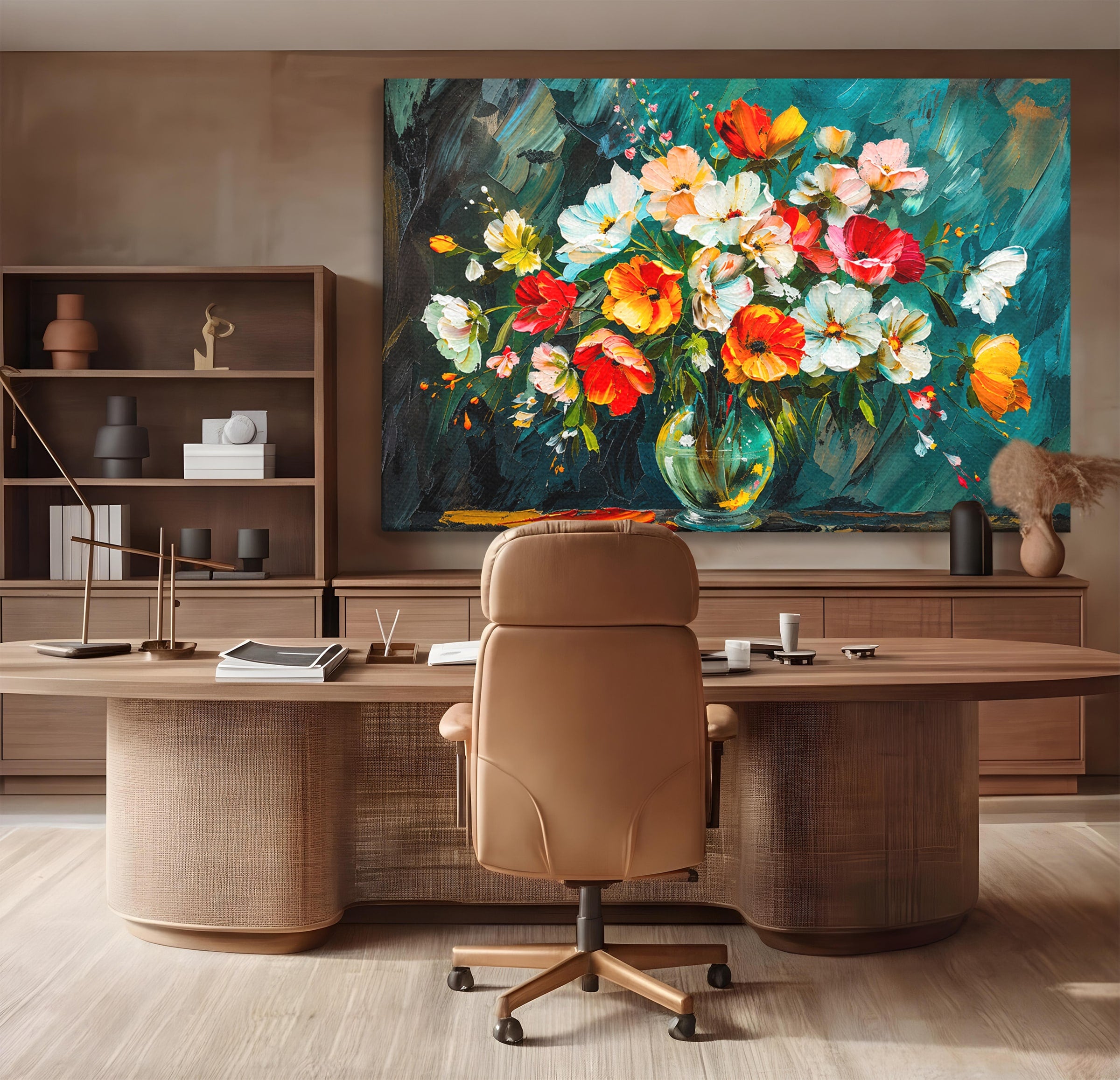 Tablou Canvas Premium LuxCanva® A1854, Flori Vibrante In Vaza, Flori, Vaza, Natura, Living, Dormitor, Culori Vibrante