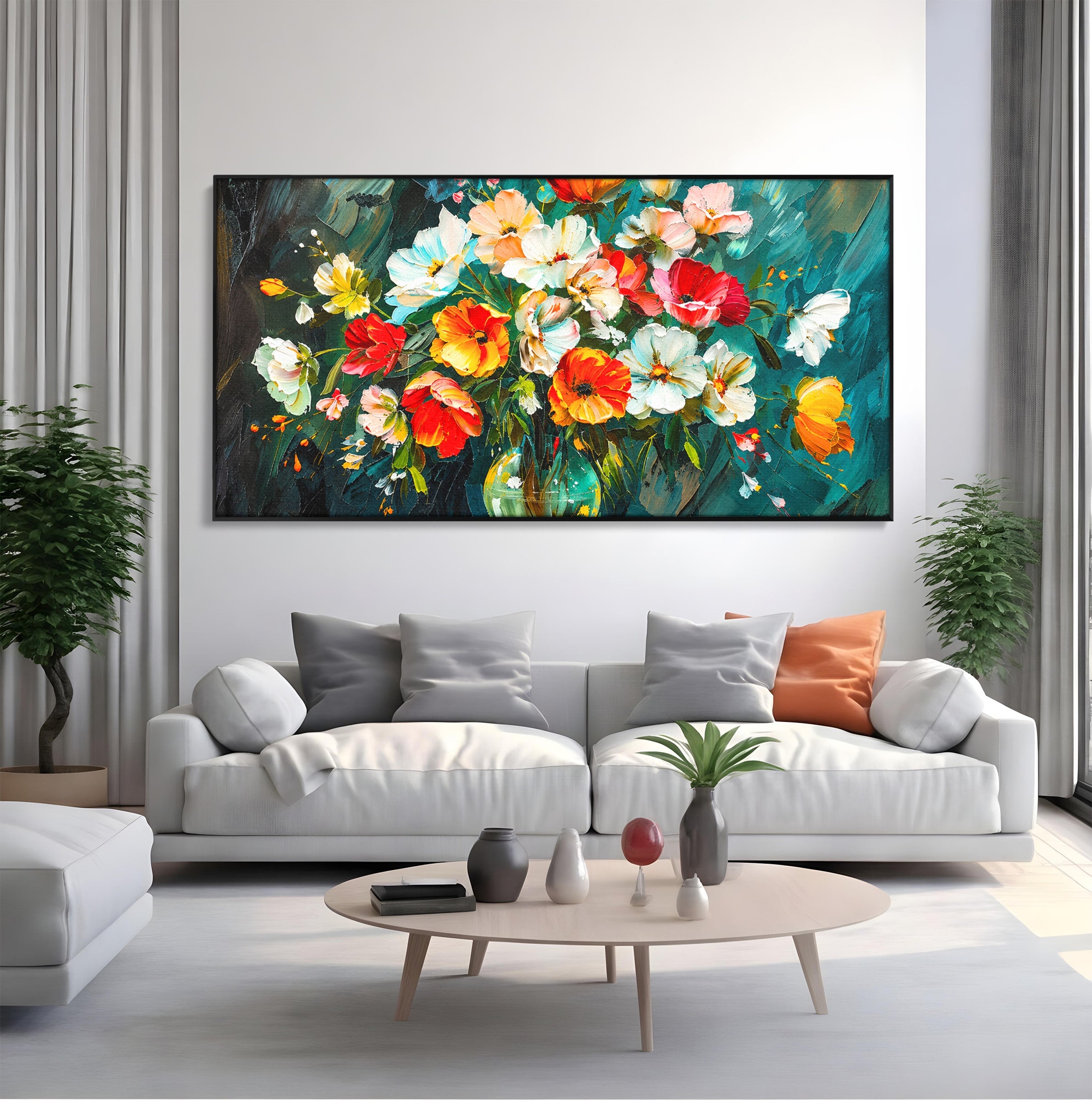 Tablou Canvas Premium LuxCanva® A1854, Flori Vibrante In Vaza, Flori, Vaza, Natura, Living, Dormitor, Culori Vibrante