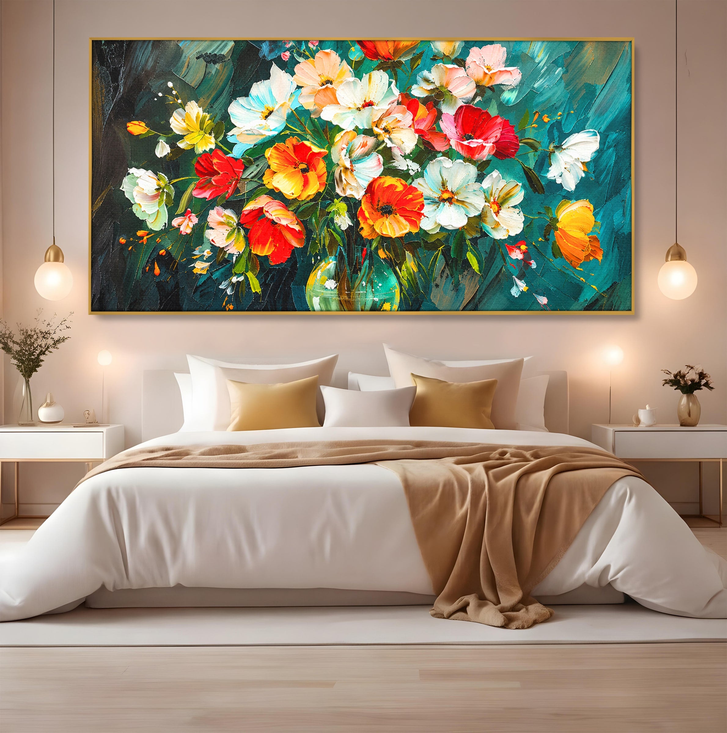 Tablou Canvas Premium LuxCanva® A1854, Flori Vibrante In Vaza, Flori, Vaza, Natura, Living, Dormitor, Culori Vibrante