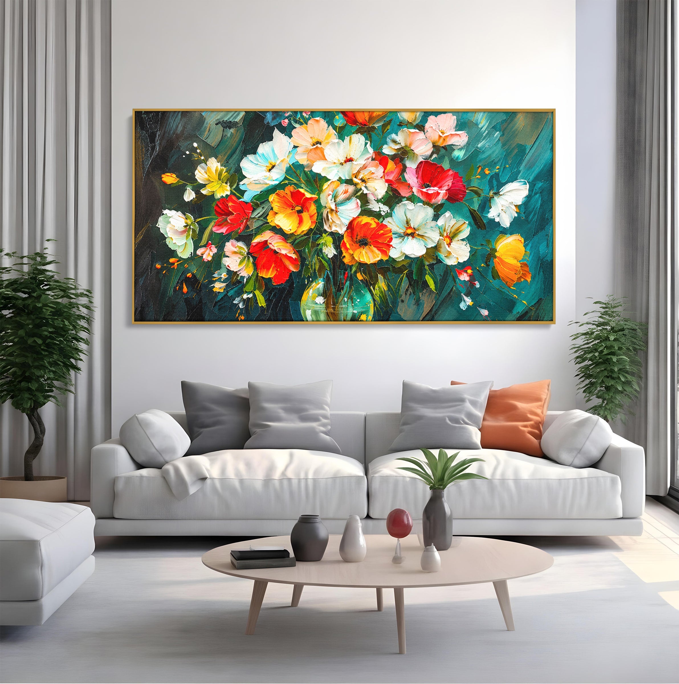 Tablou Canvas Premium LuxCanva® A1854, Flori Vibrante In Vaza, Flori, Vaza, Natura, Living, Dormitor, Culori Vibrante