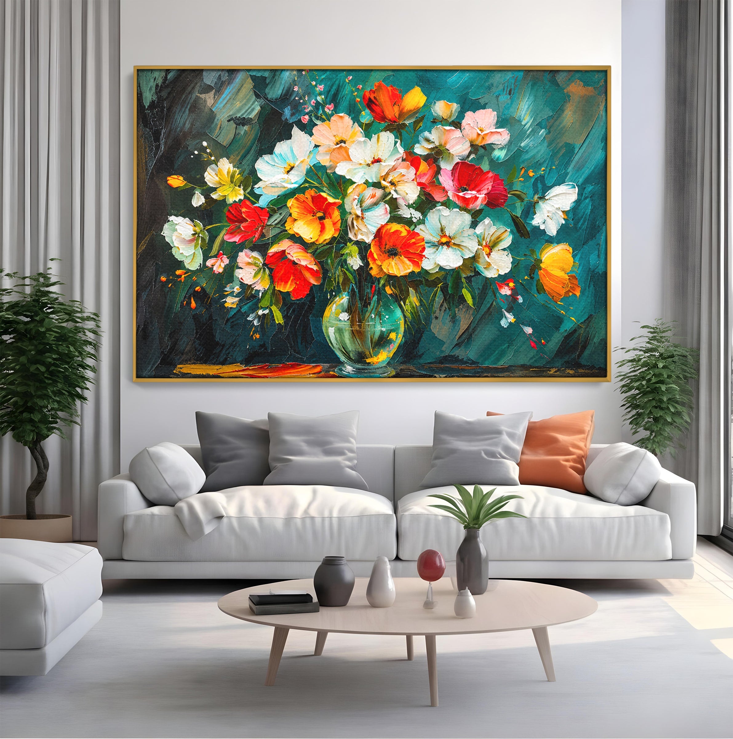 Tablou Canvas Premium LuxCanva® A1854, Flori Vibrante In Vaza, Flori, Vaza, Natura, Living, Dormitor, Culori Vibrante