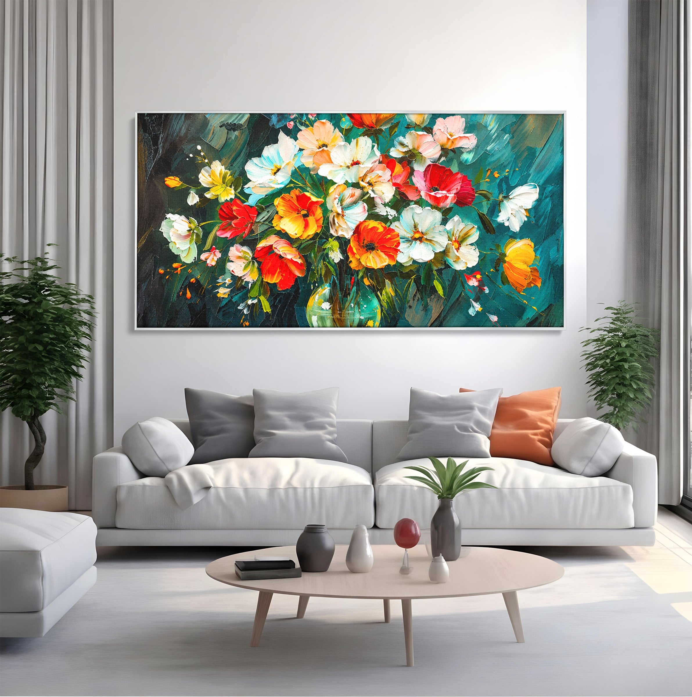 Tablou Canvas Premium LuxCanva® A1854, Flori Vibrante In Vaza, Flori, Vaza, Natura, Living, Dormitor, Culori Vibrante