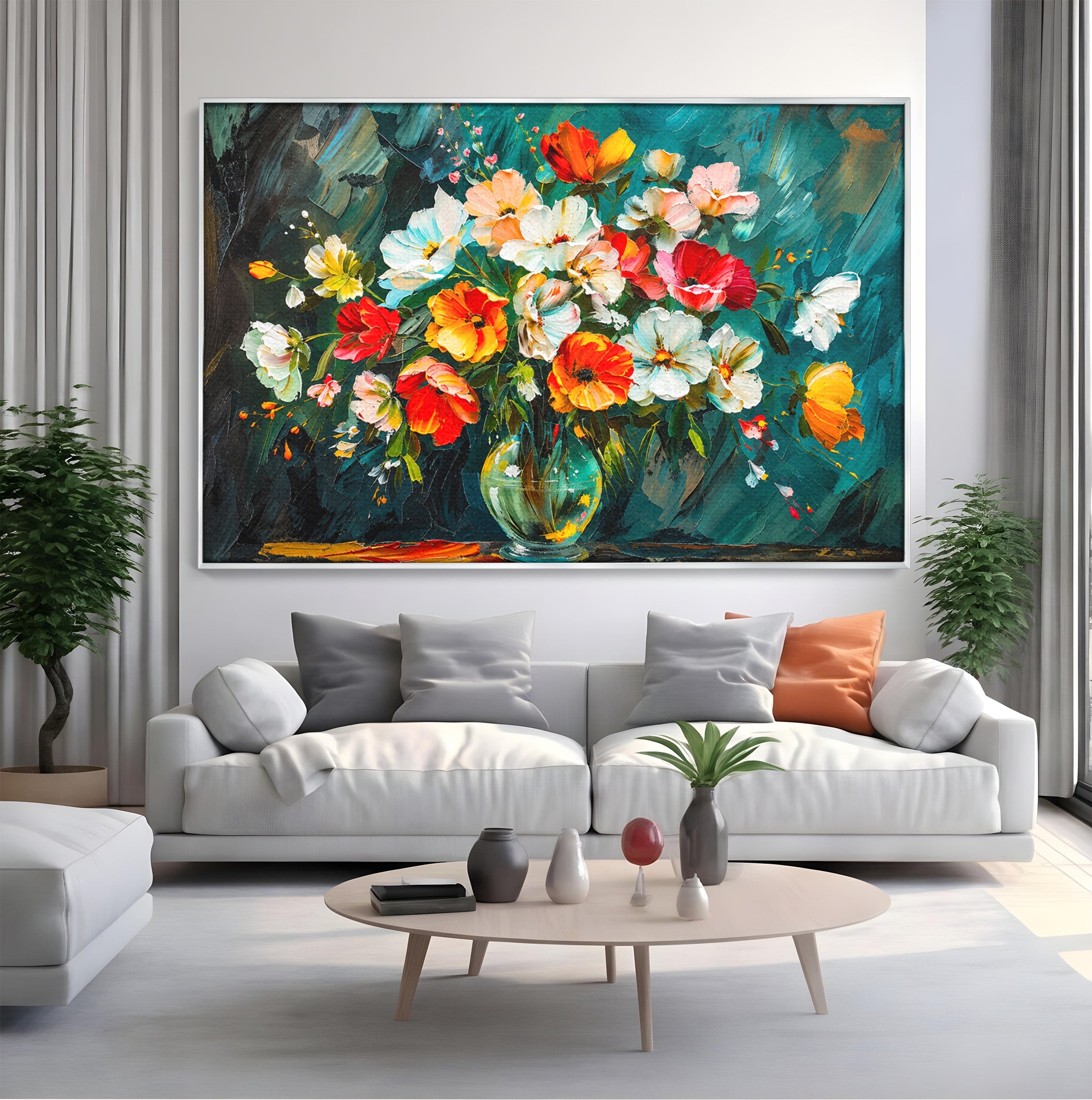 Tablou Canvas Premium LuxCanva® A1854, Flori Vibrante In Vaza, Flori, Vaza, Natura, Living, Dormitor, Culori Vibrante