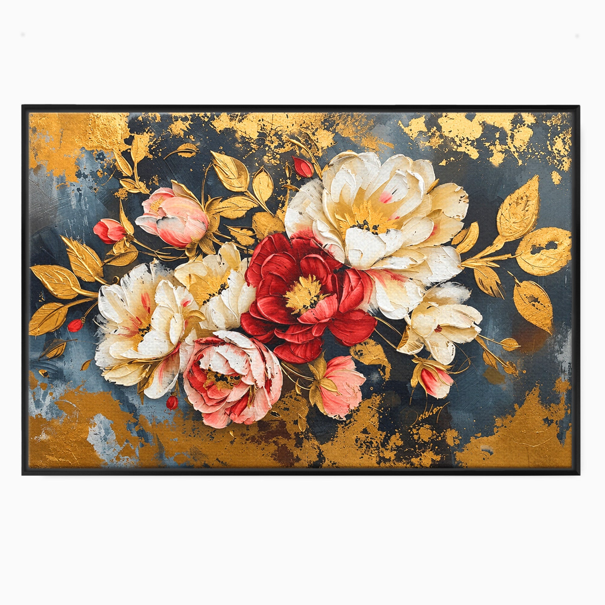 Tablou Canvas Premium LuxCanva® A1855, Flori Aurii Luxuriante, Flori, Auriu, Decor Elegant, Natura, Living, Dormitor, Culori Vibrante