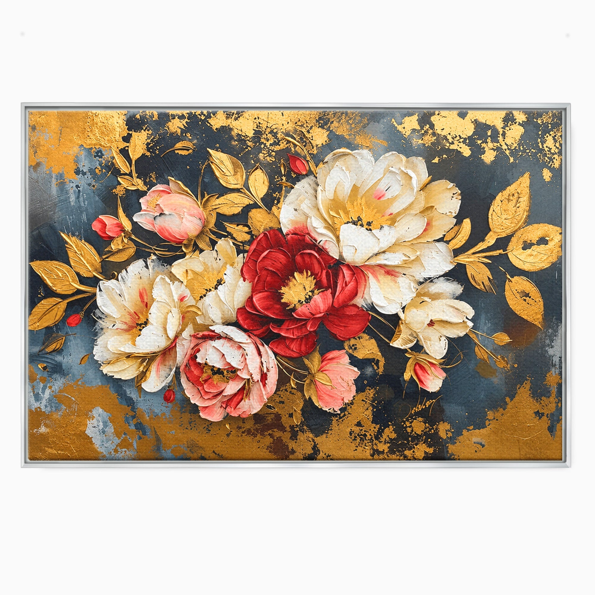 Tablou Canvas Premium LuxCanva® A1855, Flori Aurii Luxuriante, Flori, Auriu, Decor Elegant, Natura, Living, Dormitor, Culori Vibrante