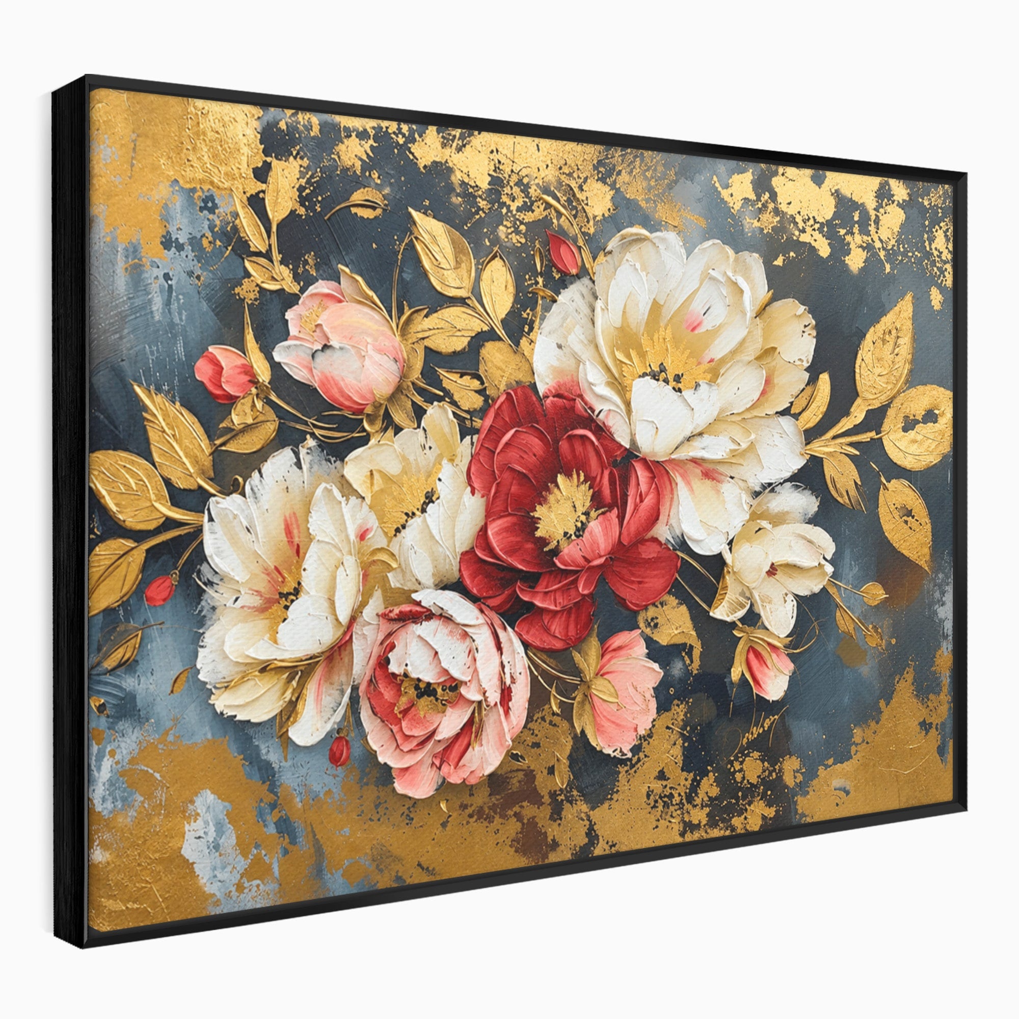 Tablou Canvas Premium LuxCanva® A1855, Flori Aurii Luxuriante, Flori, Auriu, Decor Elegant, Natura, Living, Dormitor, Culori Vibrante