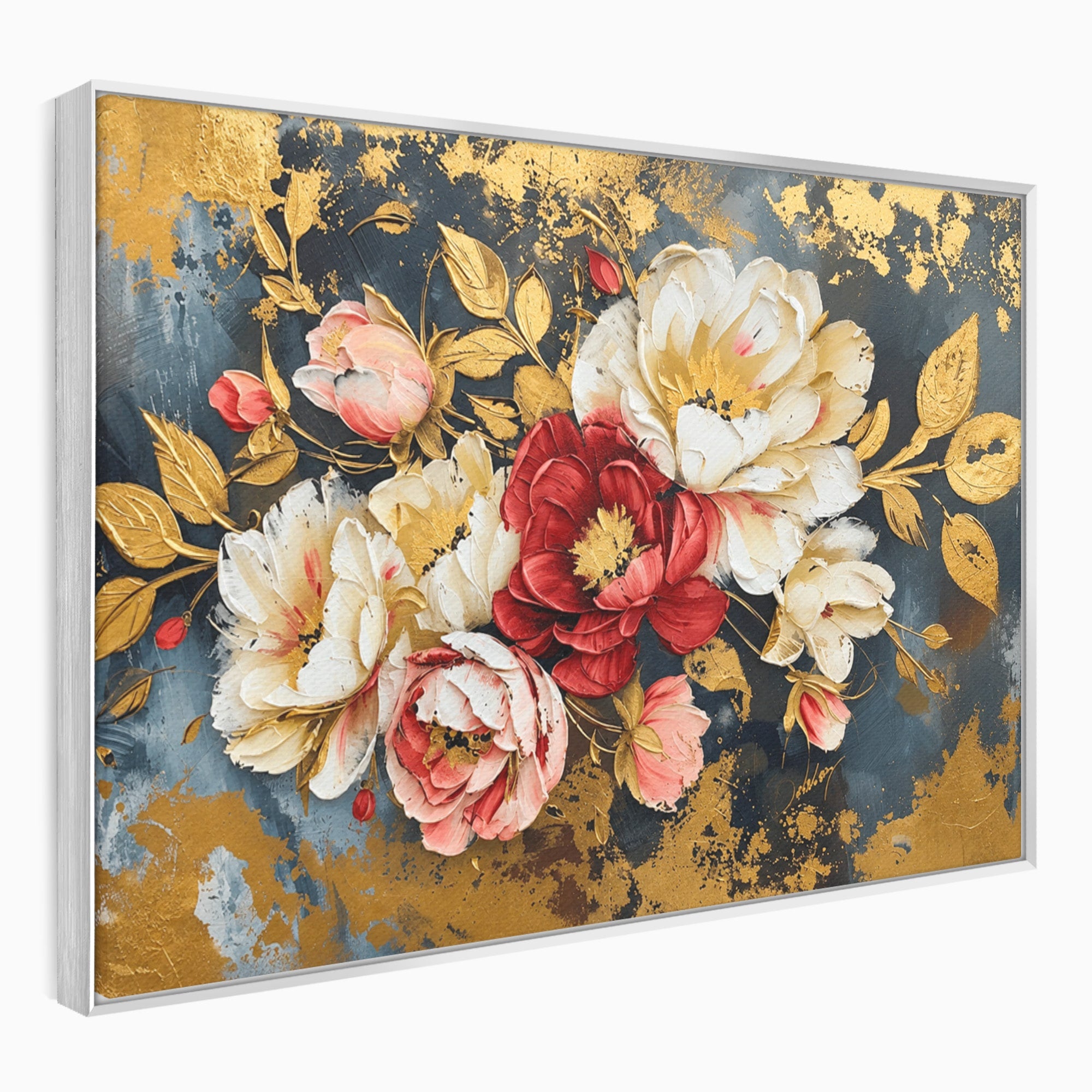 Tablou Canvas Premium LuxCanva® A1855, Flori Aurii Luxuriante, Flori, Auriu, Decor Elegant, Natura, Living, Dormitor, Culori Vibrante
