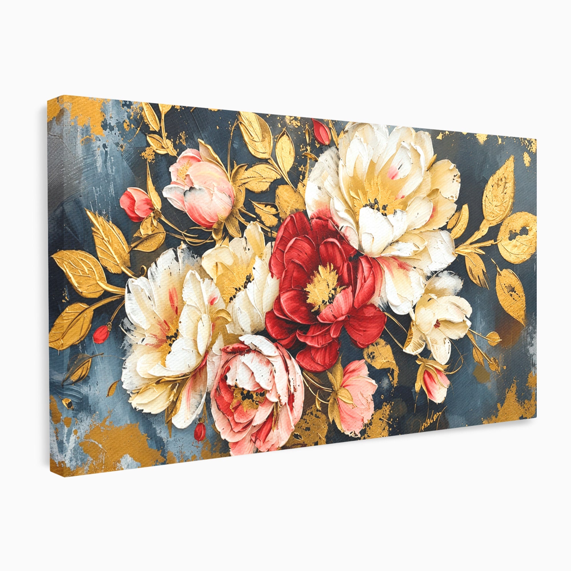 Tablou Canvas Premium LuxCanva® A1855, Flori Aurii Luxuriante, Flori, Auriu, Decor Elegant, Natura, Living, Dormitor, Culori Vibrante