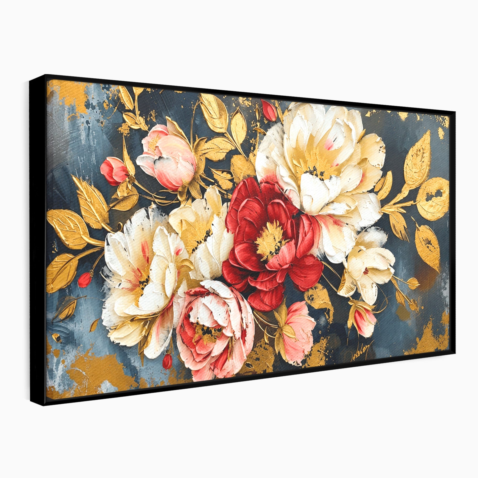 Tablou Canvas Premium LuxCanva® A1855, Flori Aurii Luxuriante, Flori, Auriu, Decor Elegant, Natura, Living, Dormitor, Culori Vibrante