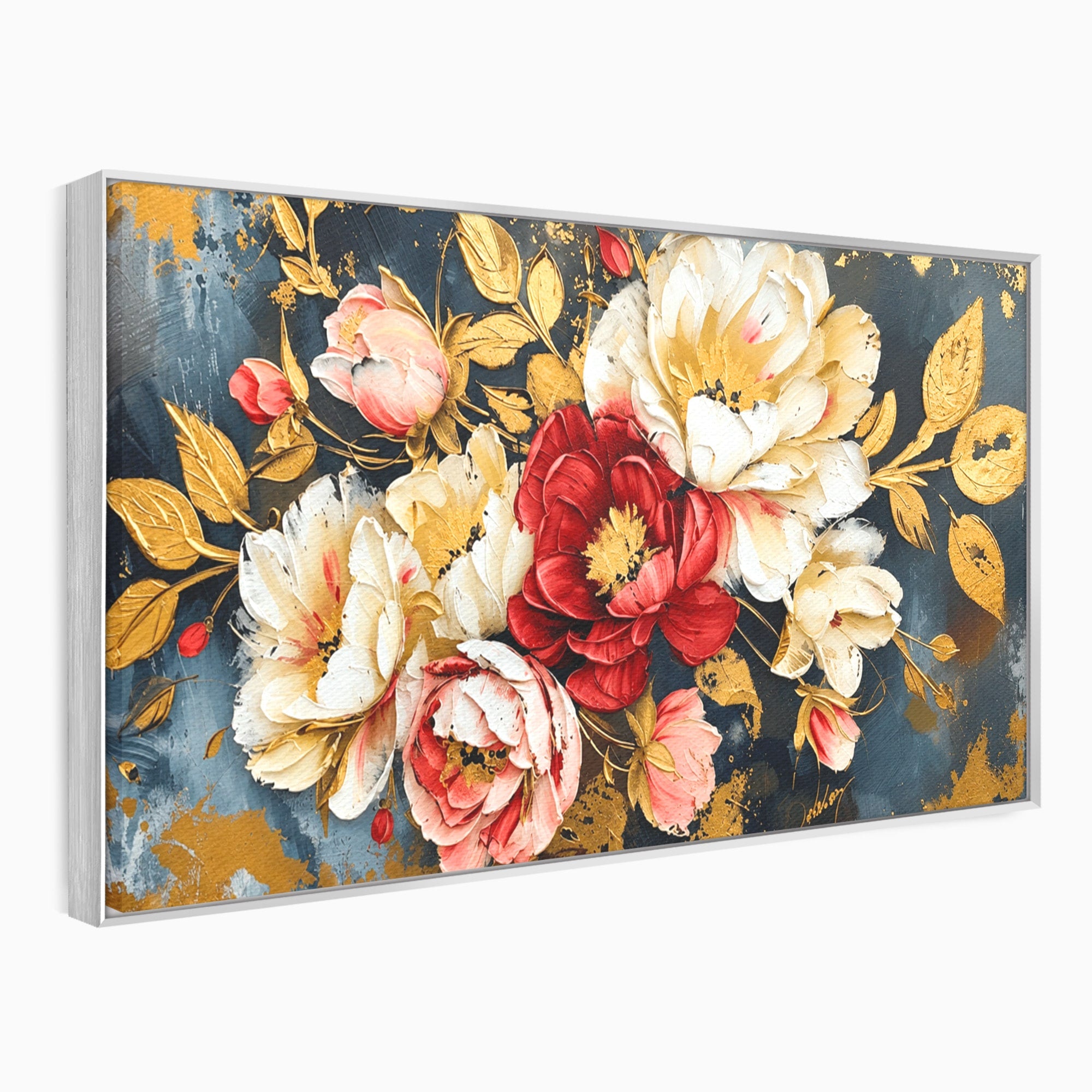 Tablou Canvas Premium LuxCanva® A1855, Flori Aurii Luxuriante, Flori, Auriu, Decor Elegant, Natura, Living, Dormitor, Culori Vibrante