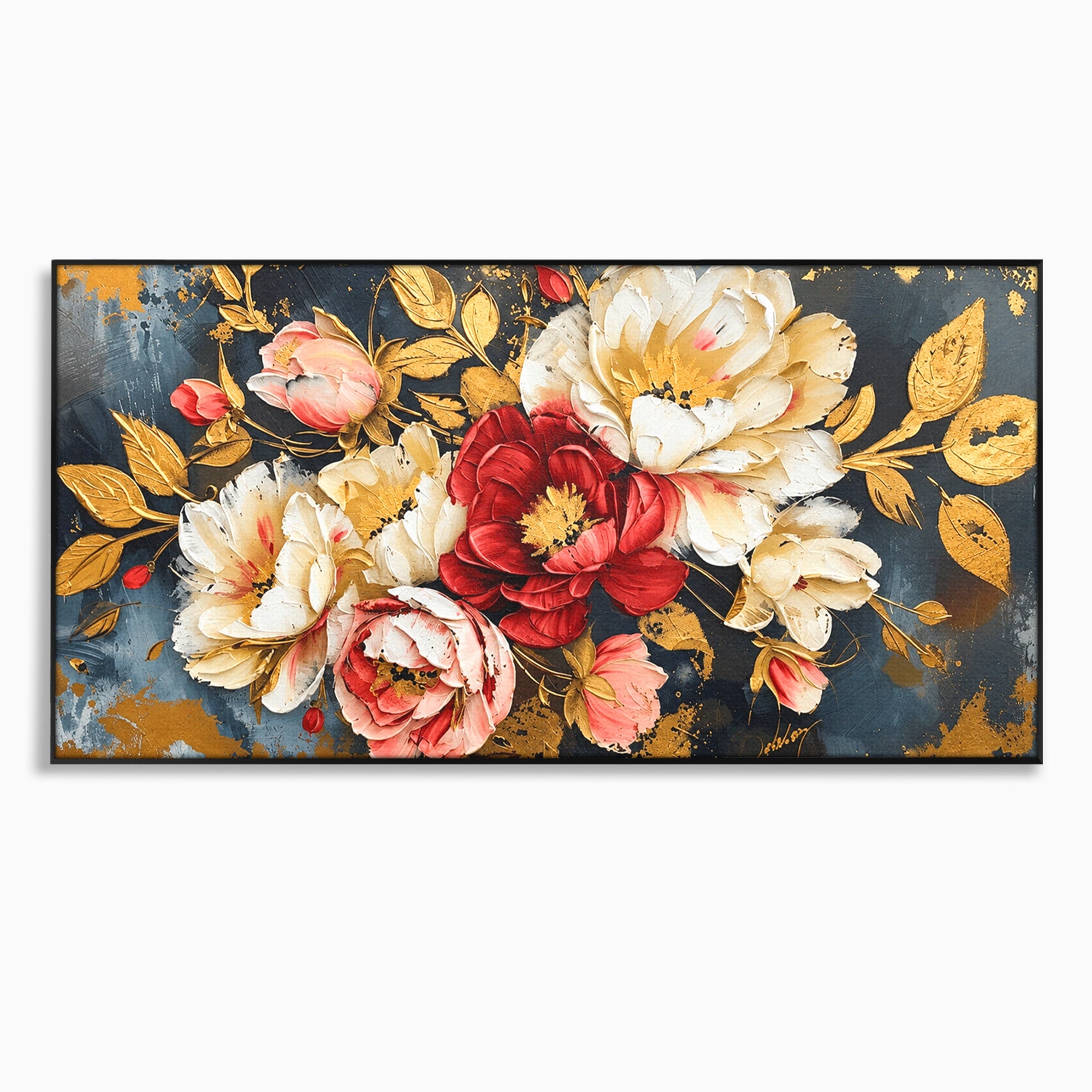 Tablou Canvas Premium LuxCanva® A1855, Flori Aurii Luxuriante, Flori, Auriu, Decor Elegant, Natura, Living, Dormitor, Culori Vibrante
