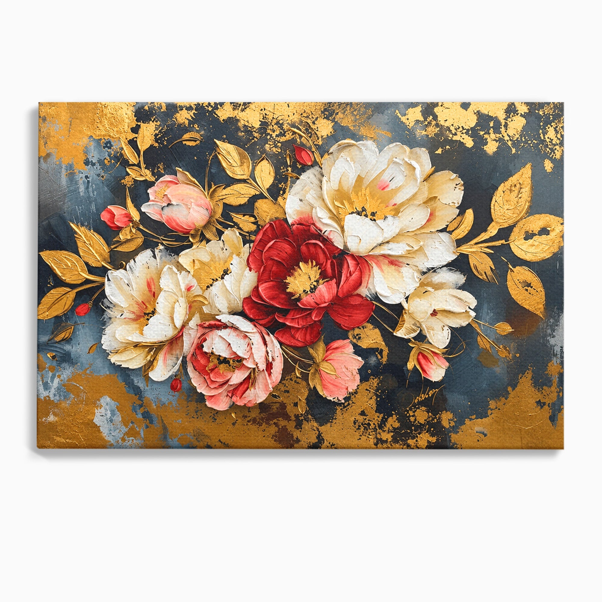 Tablou Canvas Premium LuxCanva® A1855, Flori Aurii Luxuriante, Flori, Auriu, Decor Elegant, Natura, Living, Dormitor, Culori Vibrante