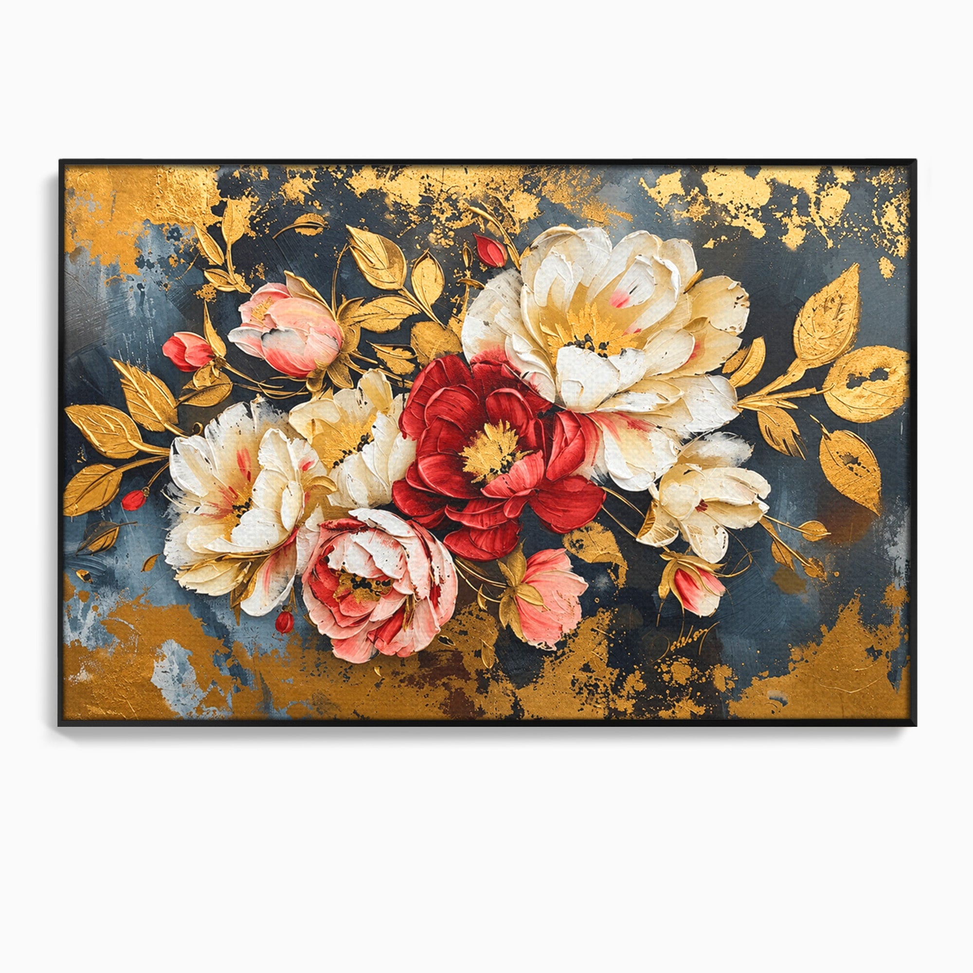 Tablou Canvas Premium LuxCanva® A1855, Flori Aurii Luxuriante, Flori, Auriu, Decor Elegant, Natura, Living, Dormitor, Culori Vibrante