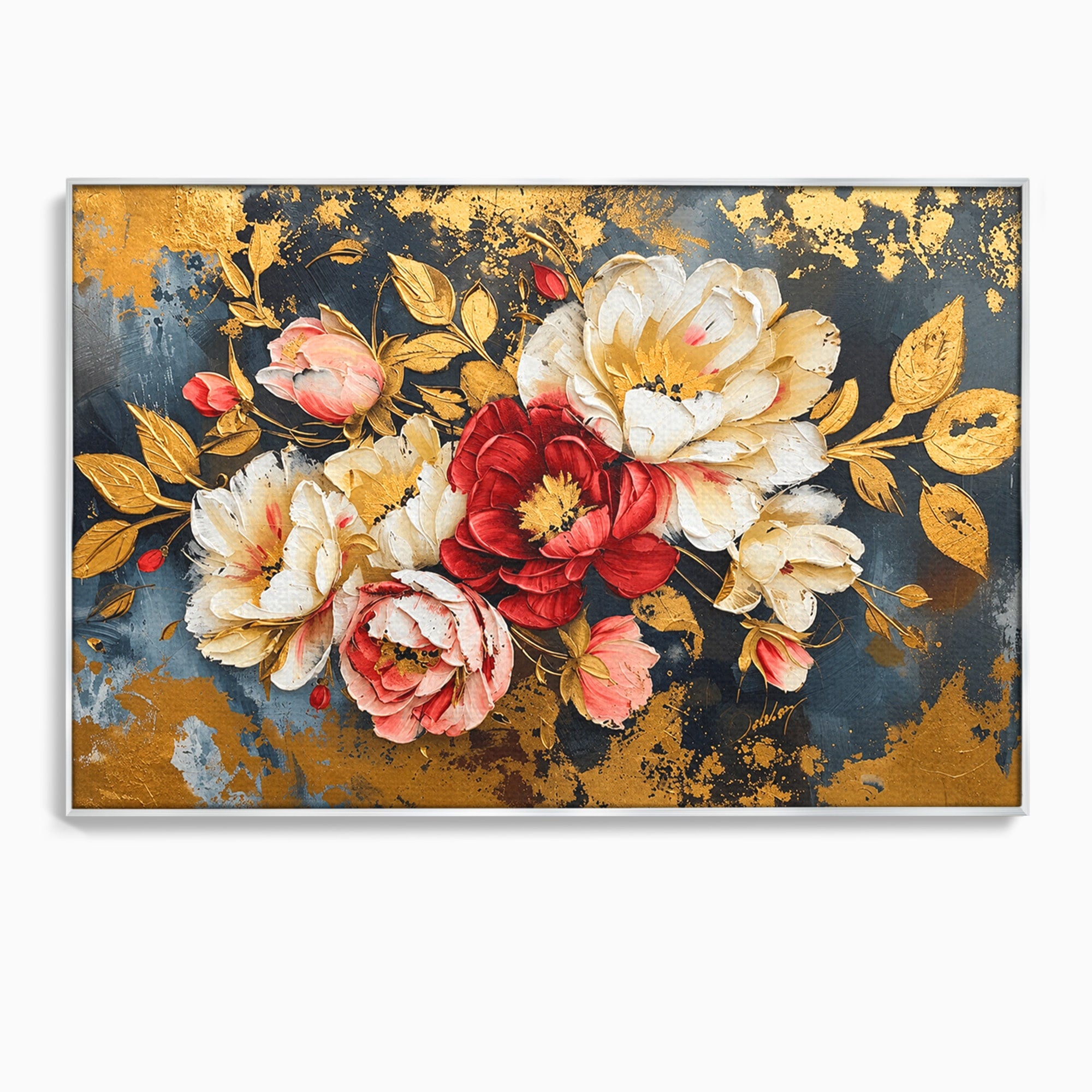 Tablou Canvas Premium LuxCanva® A1855, Flori Aurii Luxuriante, Flori, Auriu, Decor Elegant, Natura, Living, Dormitor, Culori Vibrante