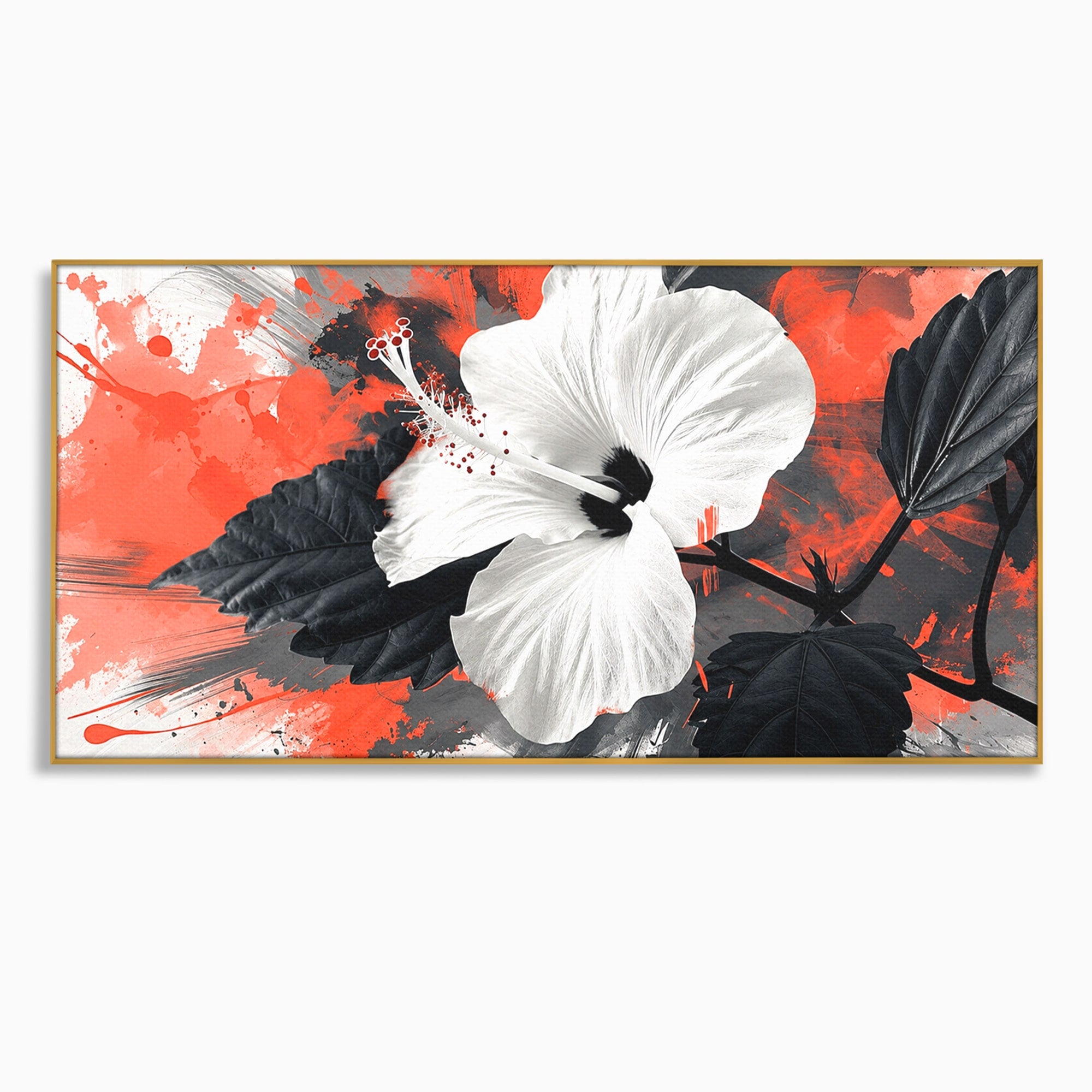 Tablou Canvas Premium LuxCanva® A1856, Floare Hibiscus Abstracta, Floare, Hibiscus, Abstract, Living, Dormitor, Culori Vibrante