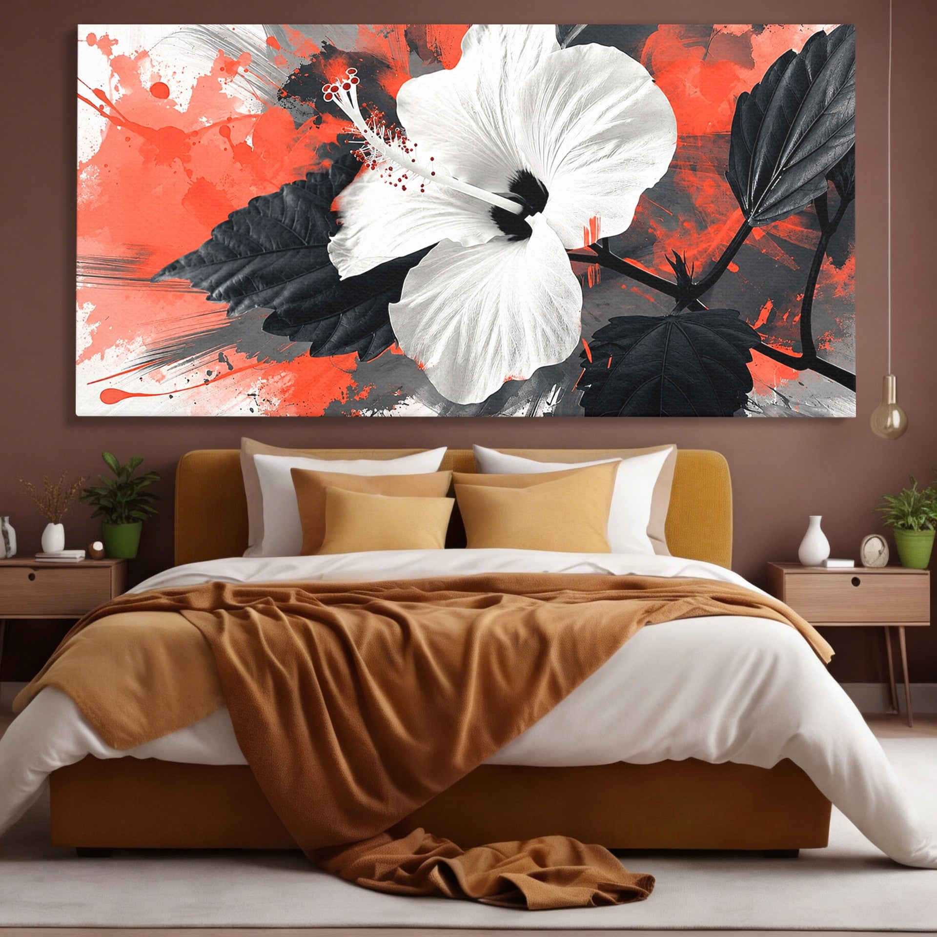 Tablou Canvas Premium LuxCanva® A1856, Floare Hibiscus Abstracta, Floare, Hibiscus, Abstract, Living, Dormitor, Culori Vibrante