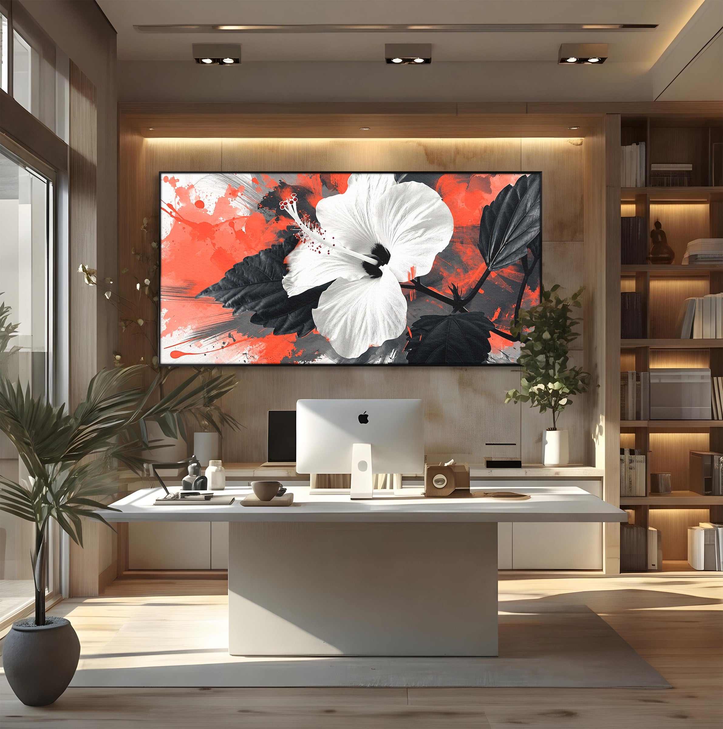 Tablou Canvas Premium LuxCanva® A1856, Floare Hibiscus Abstracta, Floare, Hibiscus, Abstract, Living, Dormitor, Culori Vibrante