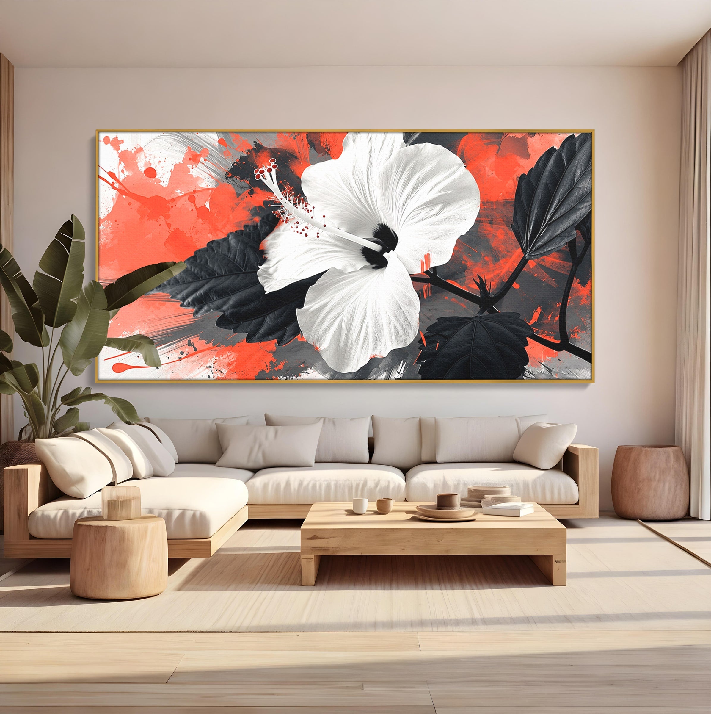 Tablou Canvas Premium LuxCanva® A1856, Floare Hibiscus Abstracta, Floare, Hibiscus, Abstract, Living, Dormitor, Culori Vibrante